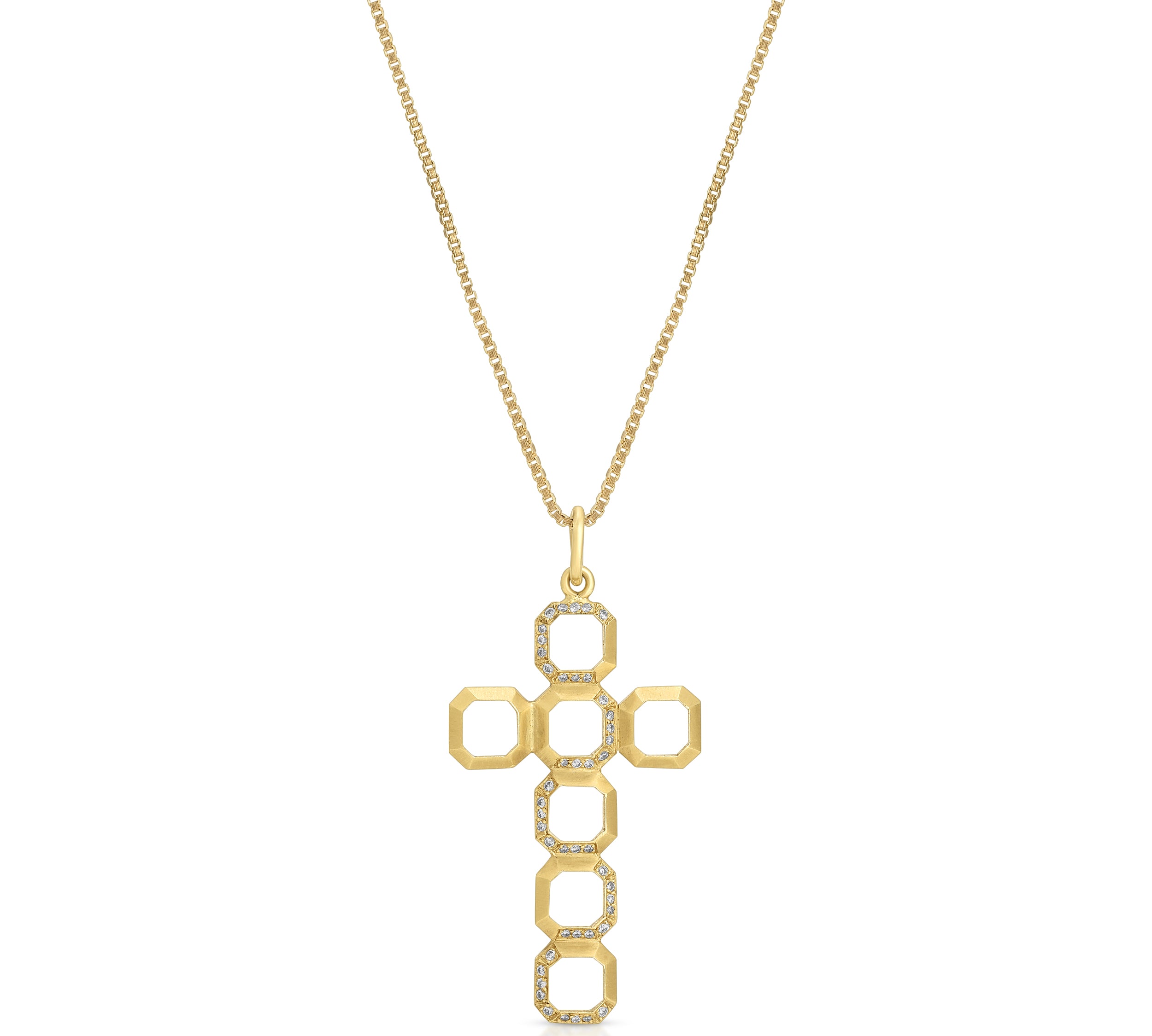 Octagon Cross Pendant with Diamonds Pendant Roseark Deux