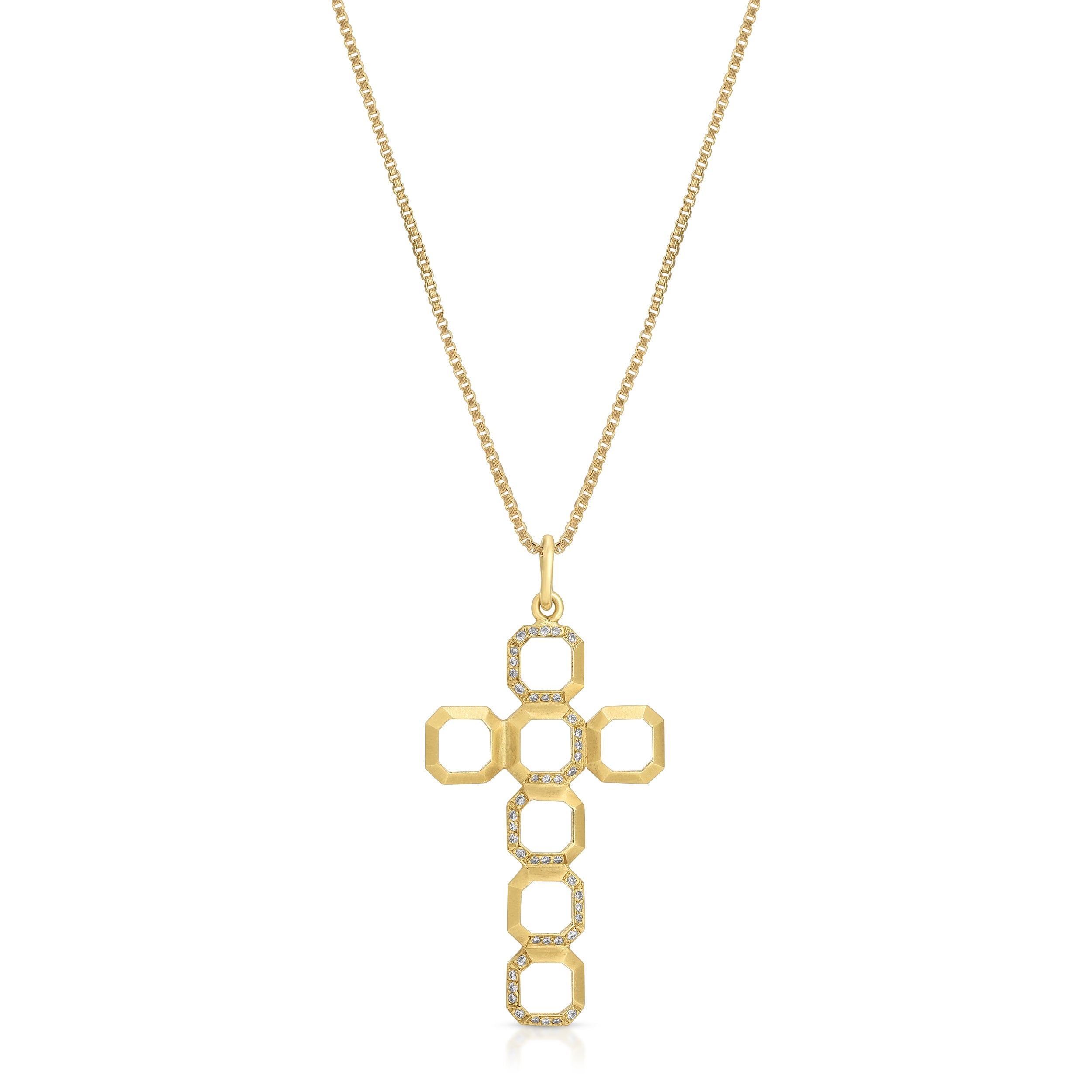 Octagon Cross Pendant with Diamonds Pendant Roseark Deux