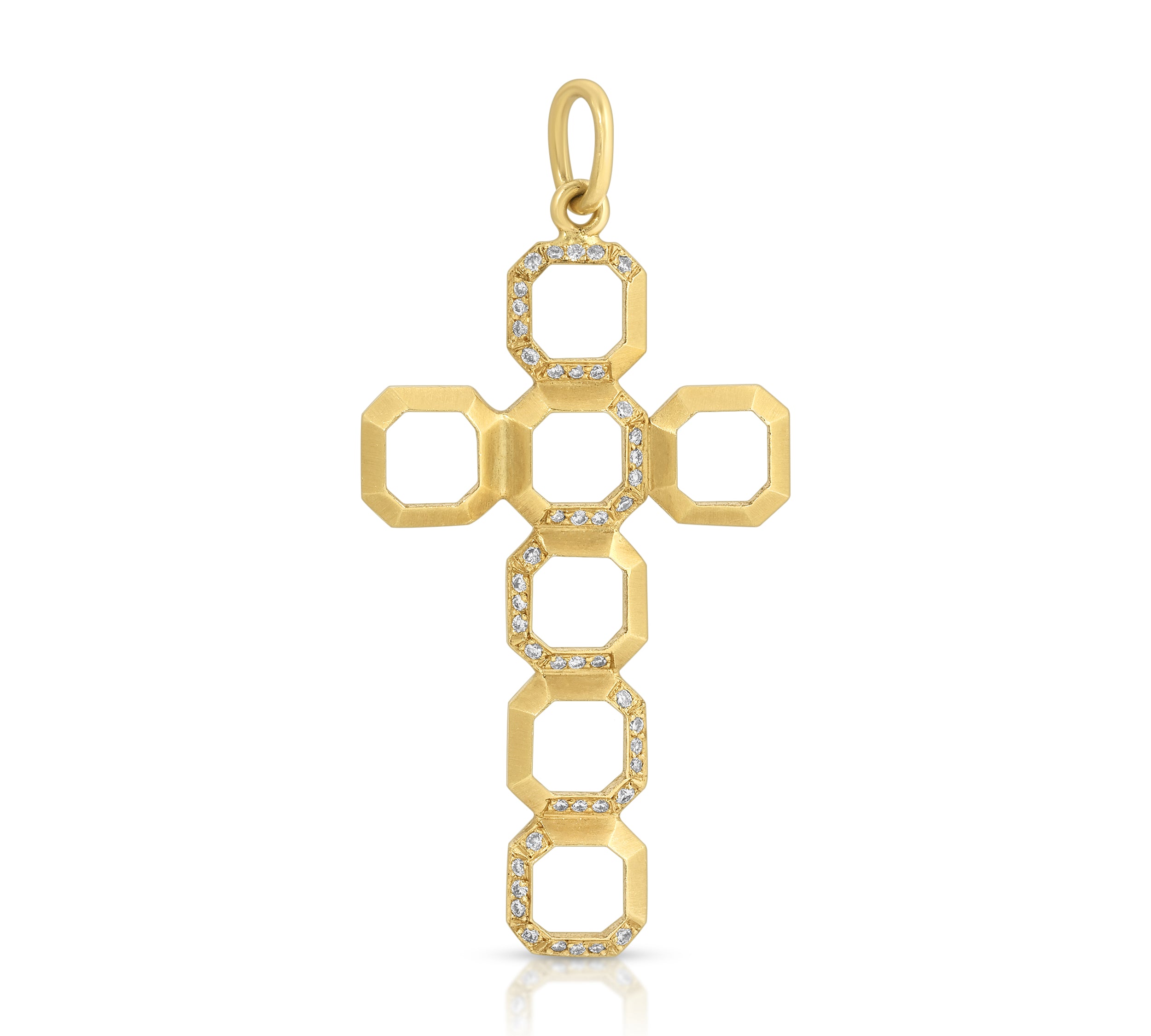 Octagon Cross Pendant with Diamonds Pendant Roseark Deux