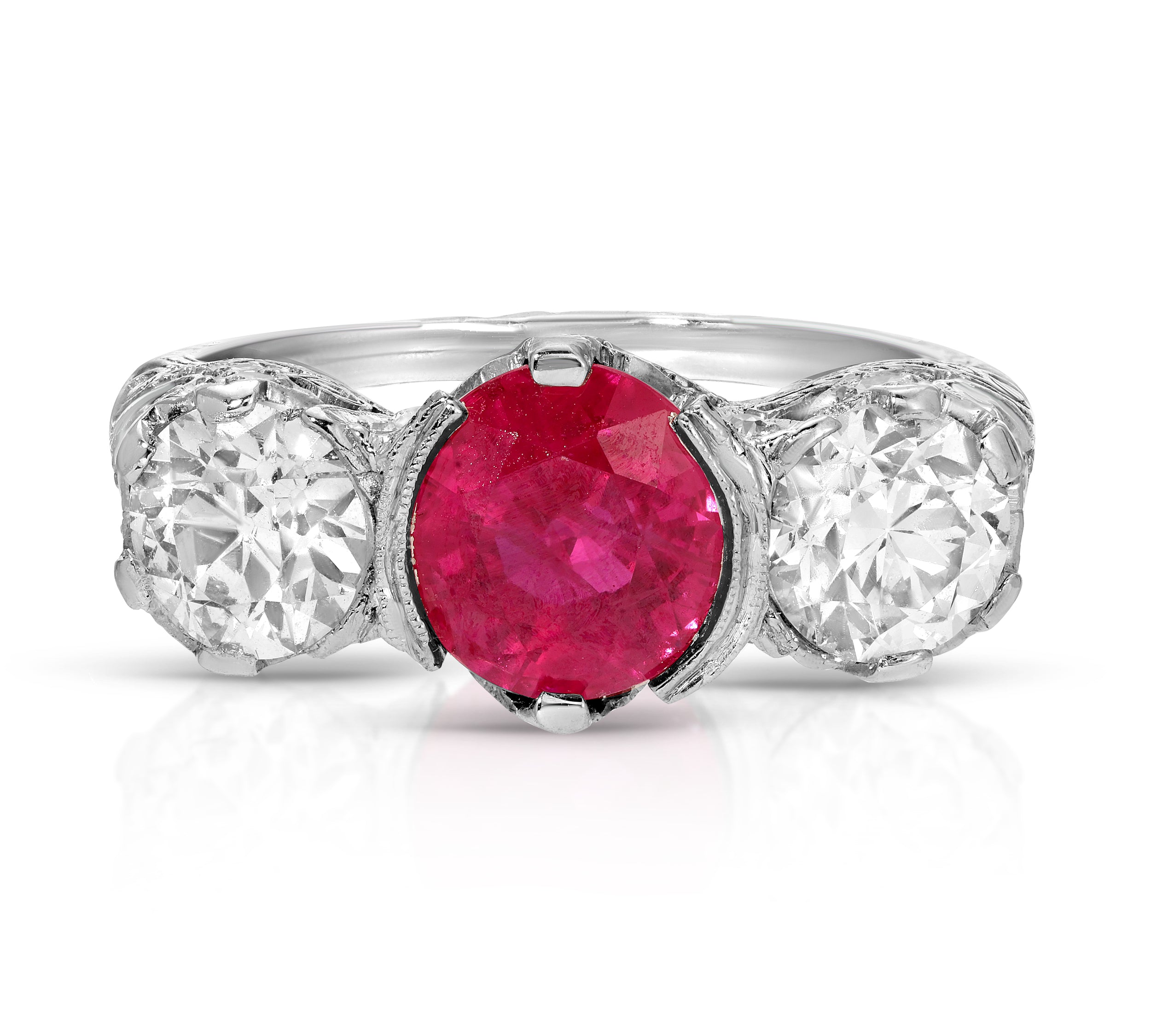 1920s Burma Ruby Platinum Deco Ring Statement Ring Roseark Vintage