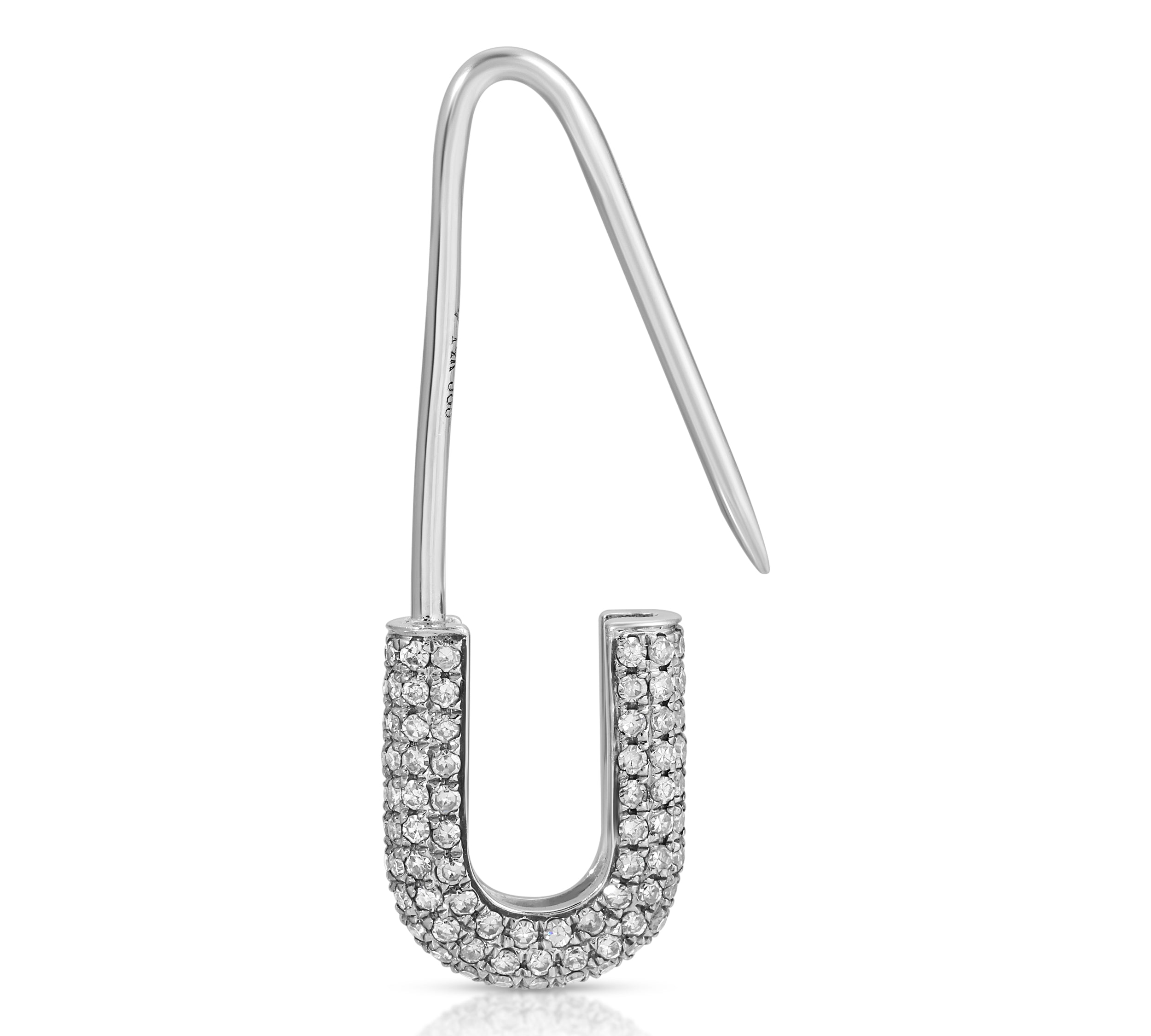 Pave Diamond Safety Pin Earring Earrings Roseark Deux