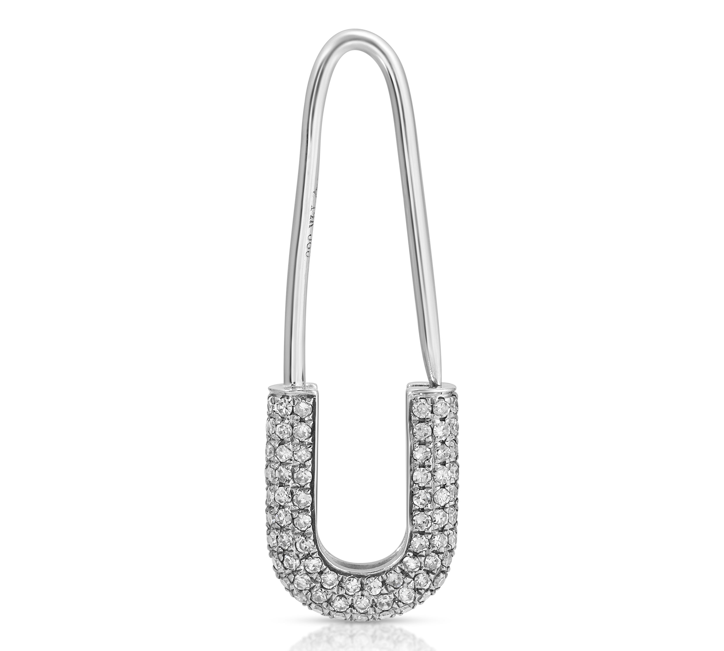 Pave Diamond Safety Pin Earring Earrings Roseark Deux Single
