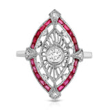 Estate Diamond Ruby Navette Ring Ring Roseark Vintage