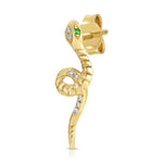 Diamond Snake Climber Stud with Emerald Stud Earrings Roseark Deux Single Right