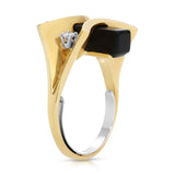 1970s Avante-Garde Onyx with Diamonds Cocktail Ring Roseark Vintage