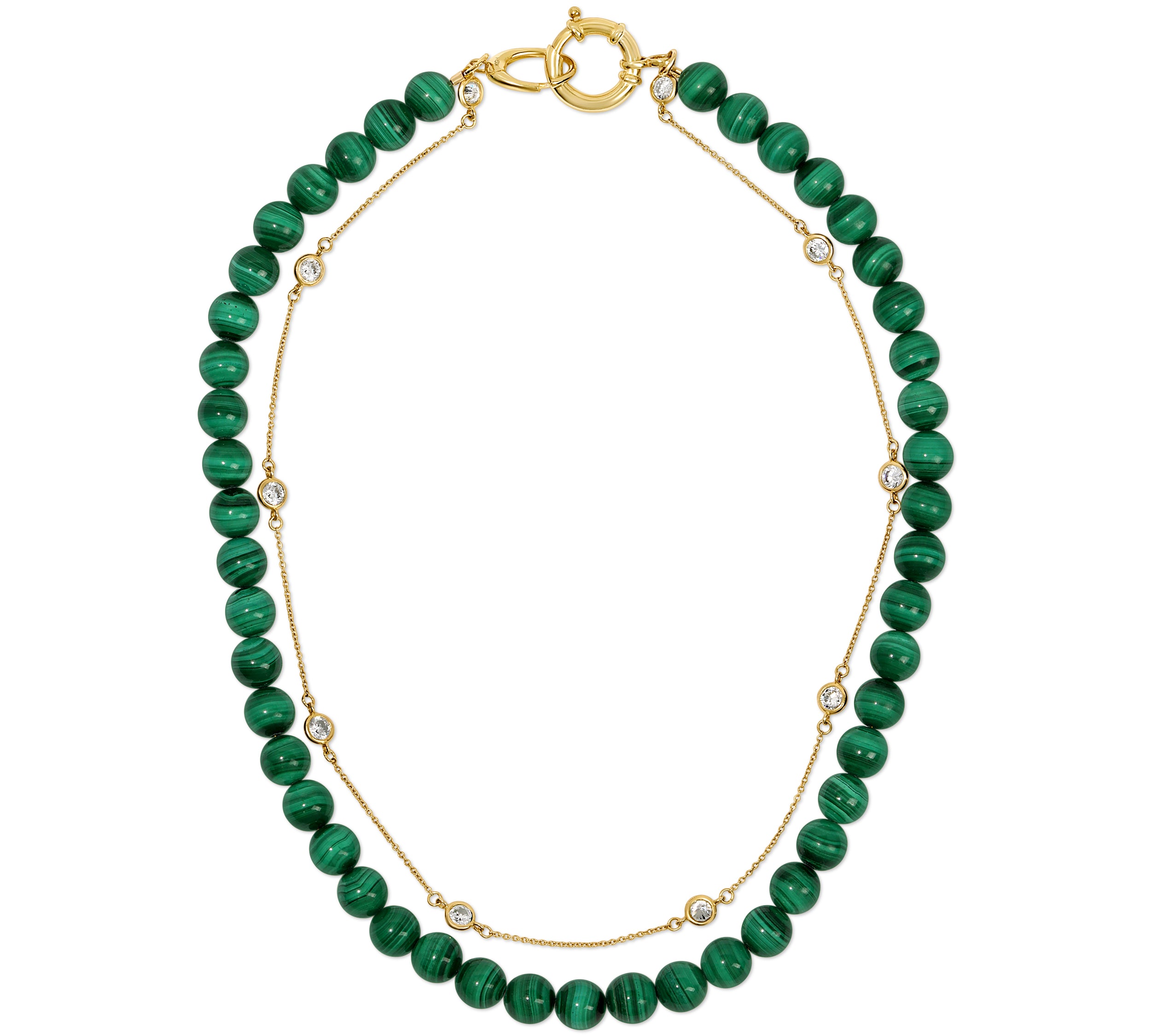 ELLA Malachite and Topaz Strand Choker Choker Necklace MAE + LANG 14k Gold