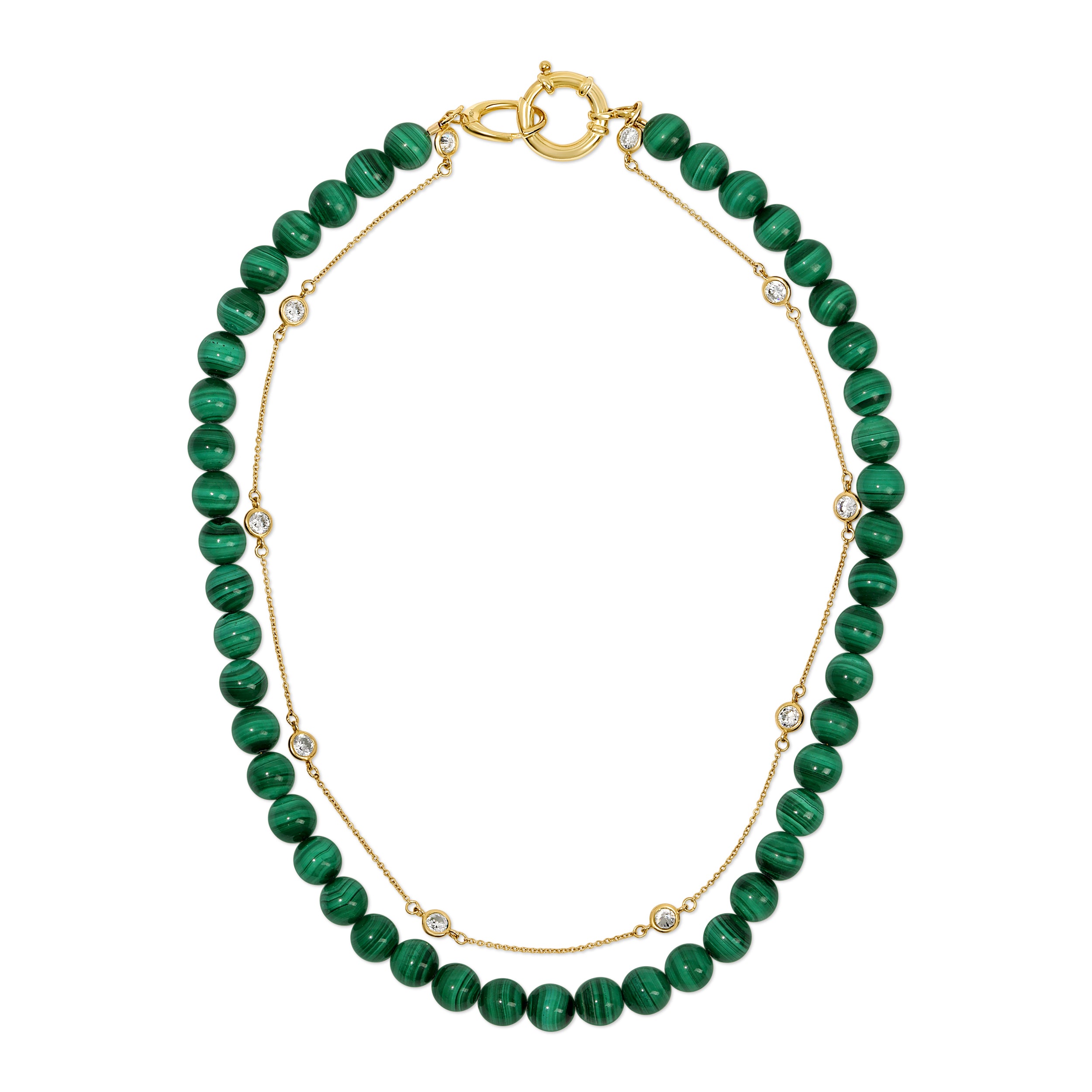 ELLA Malachite and Topaz Strand Choker Choker Necklace MAE + LANG 14k Gold