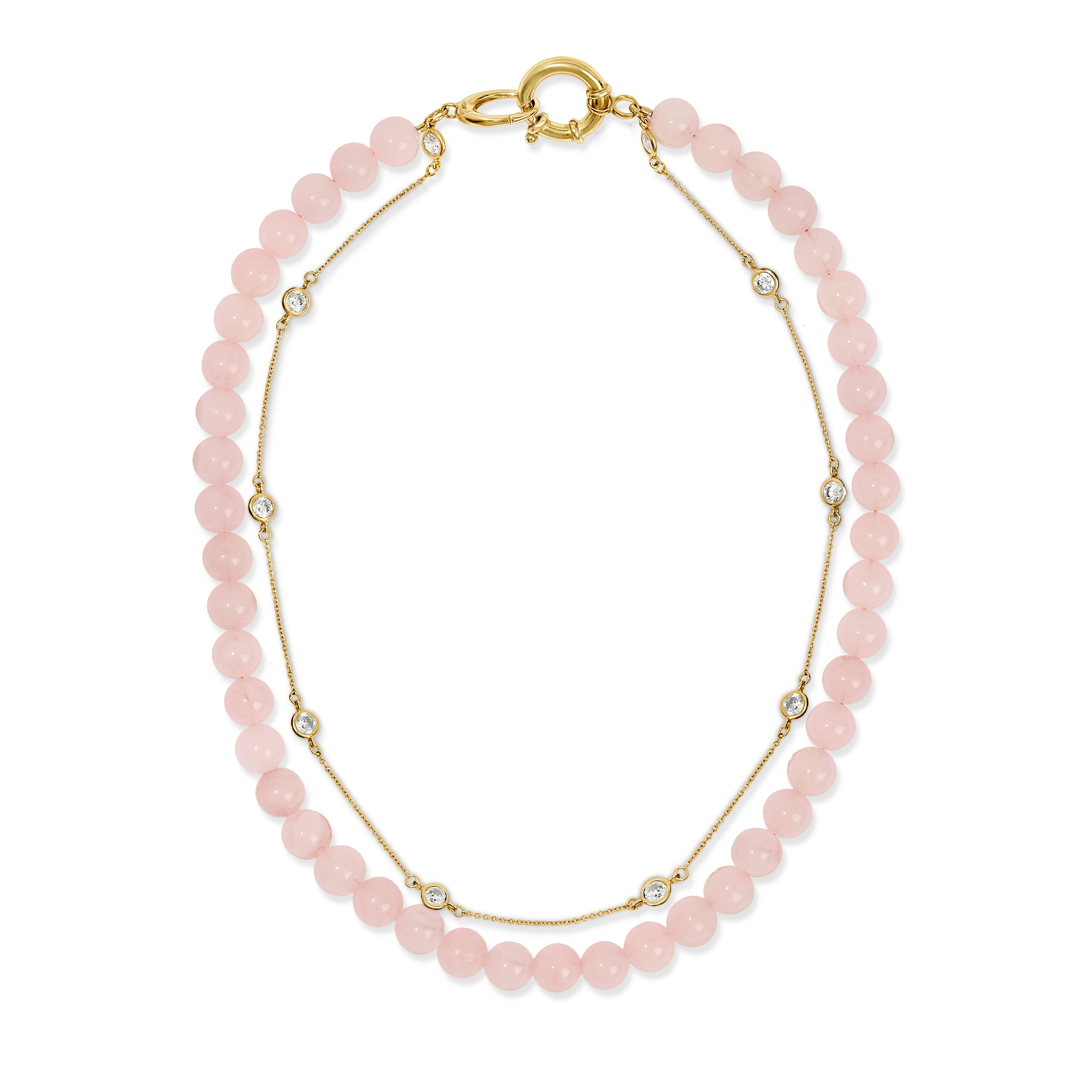 MAE Rose Quartz and Topaz Strand Choker Choker Necklace MAE + LANG 14k Gold