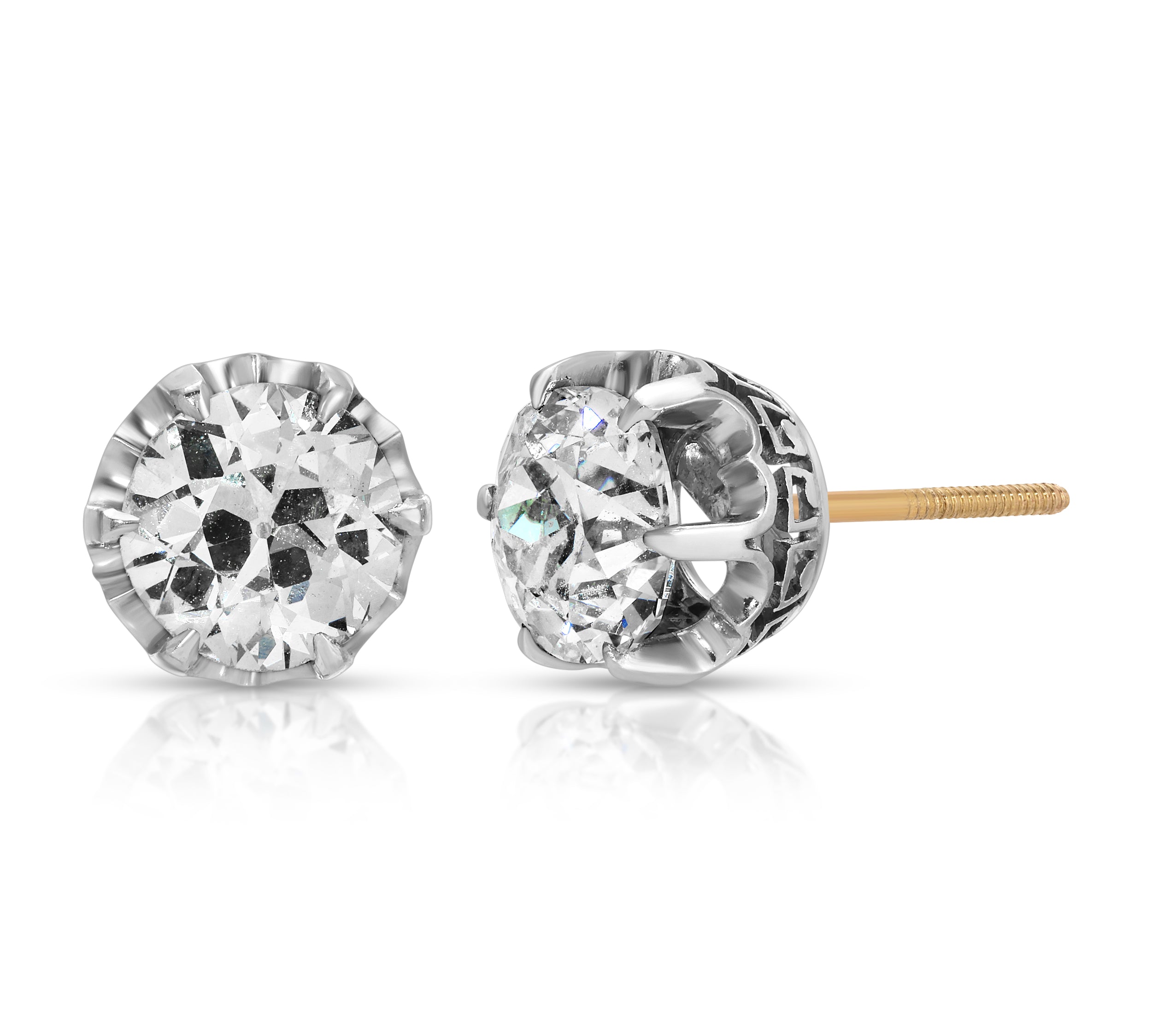 European-cut Edwardian Diamond Earrings Stud Earrings Roseark Vintage