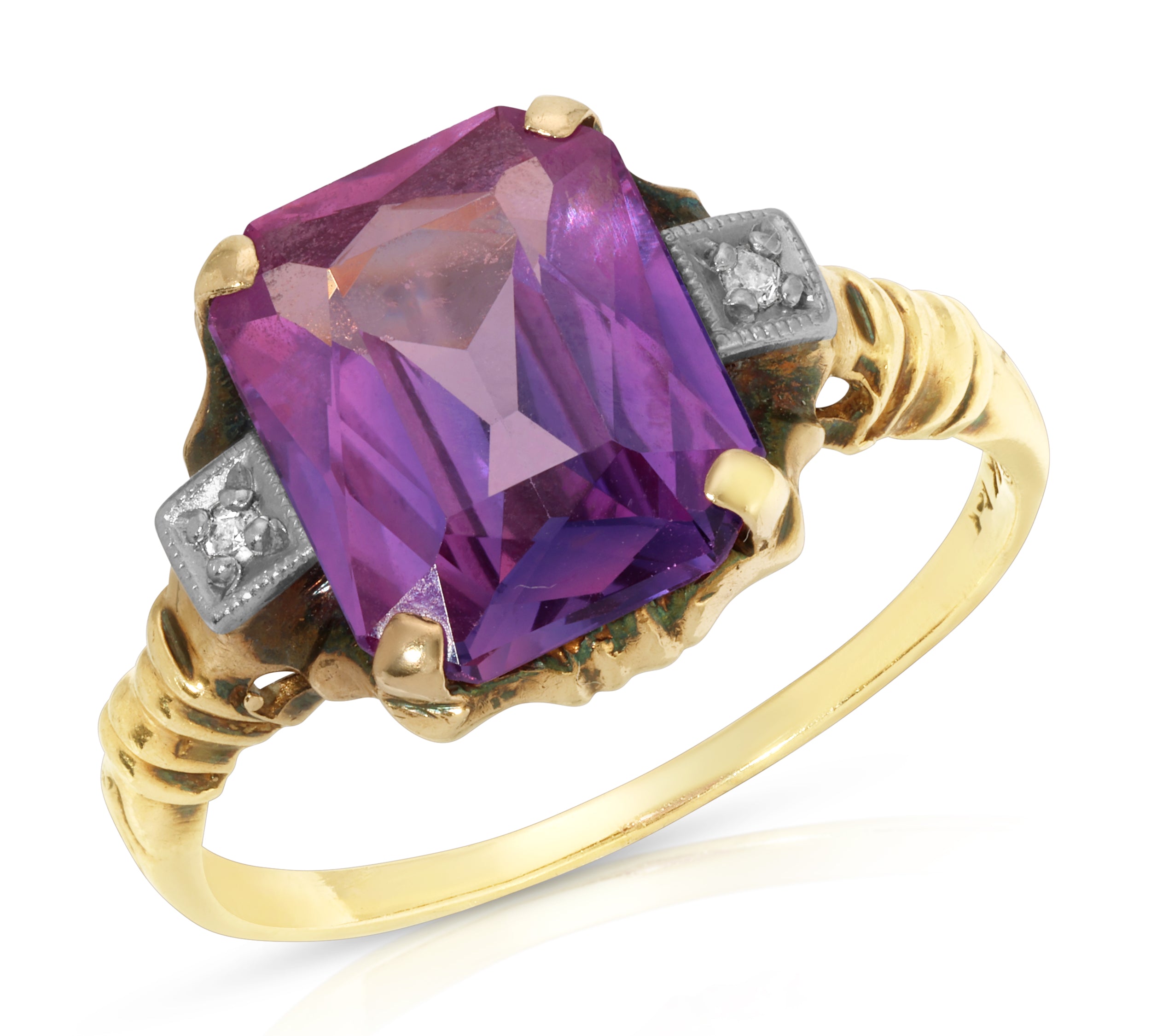 Estate 1940s Amethyst Cocktail Ring Cocktail Ring Roseark Vintage