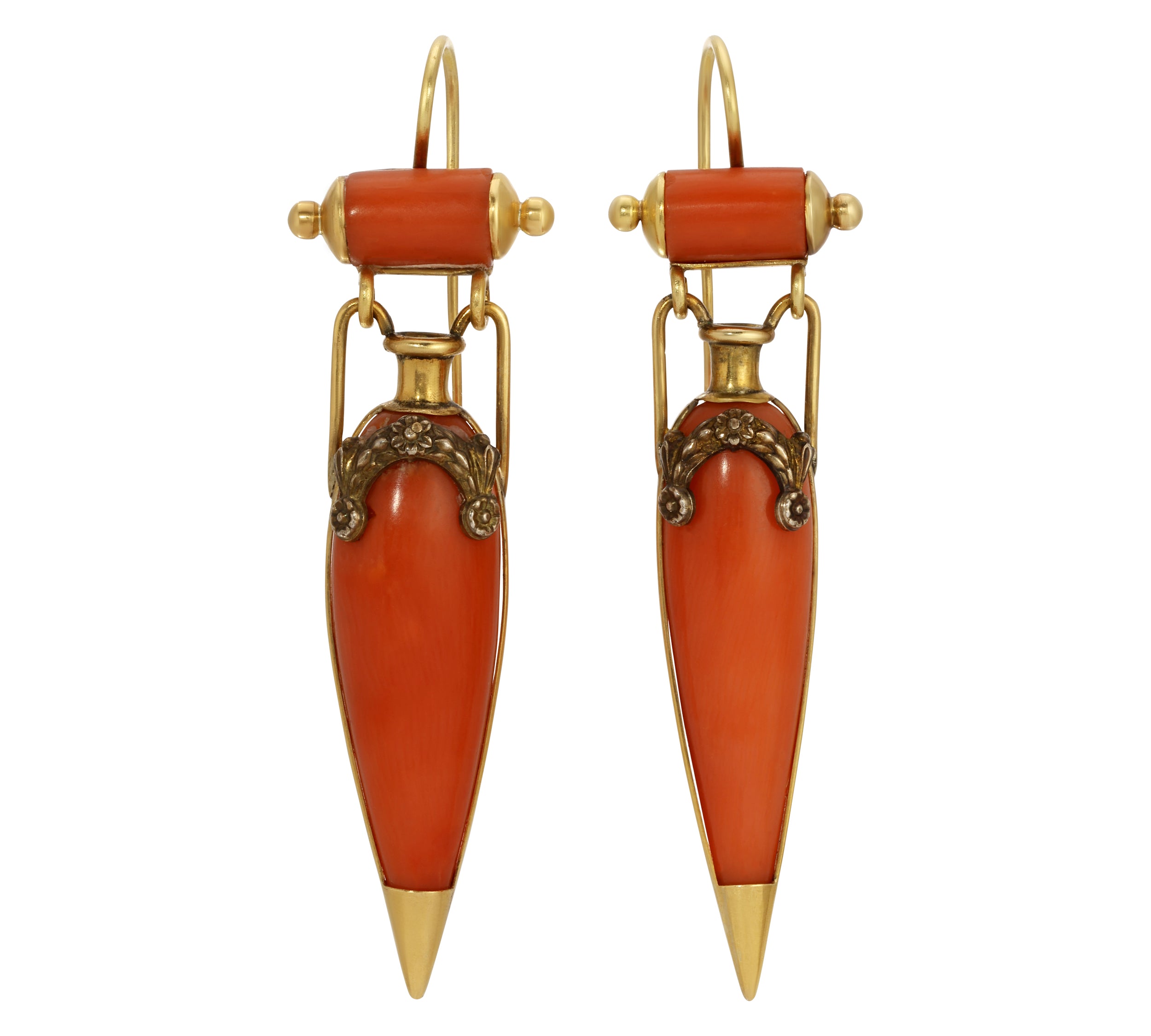 1900s Coral Edwardian Earrings Drop Earrings Roseark Vintage