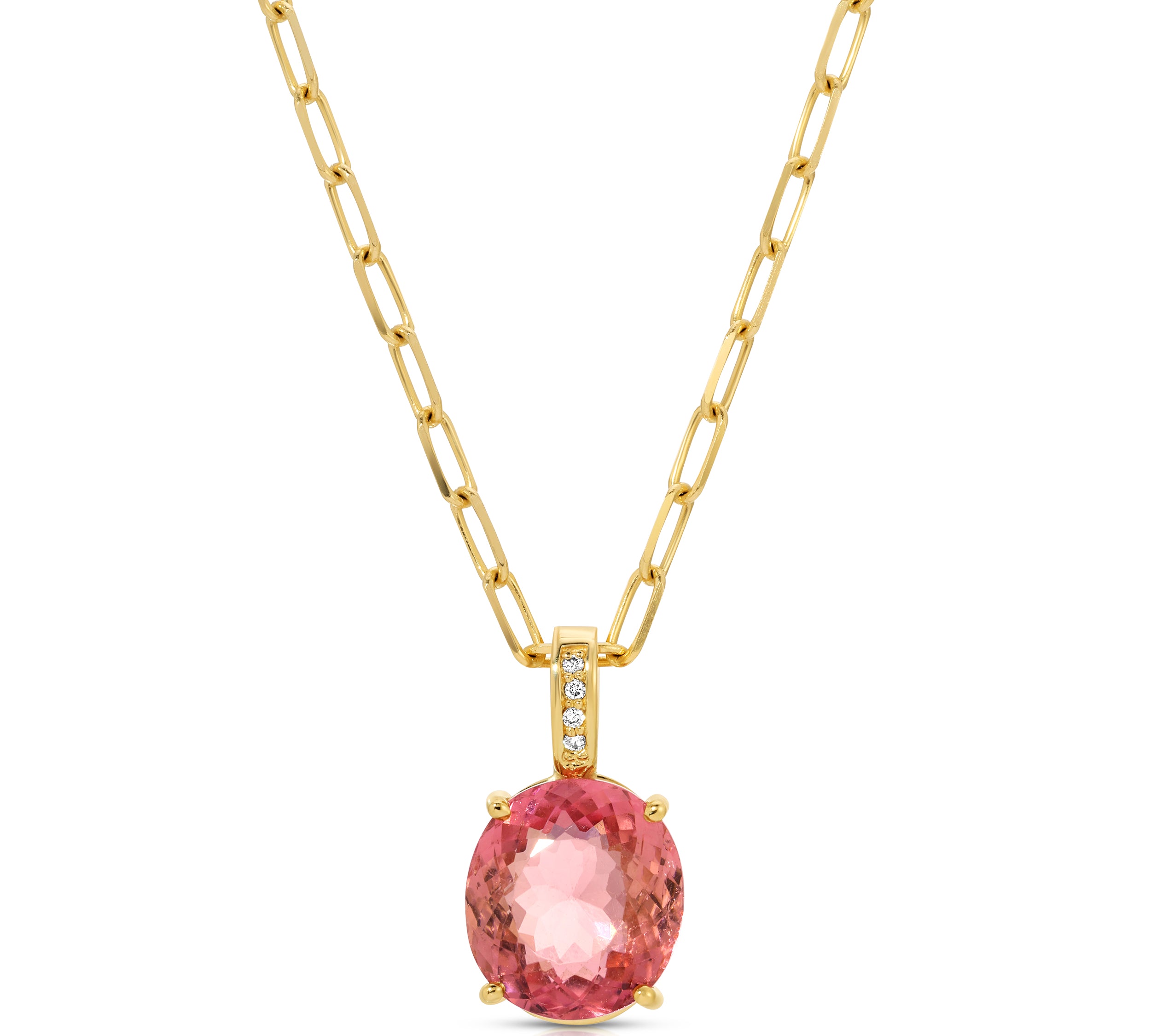 Tourmaline Pendant Necklace with Diamond Bale Pendant Necklace Roseark Jewelry