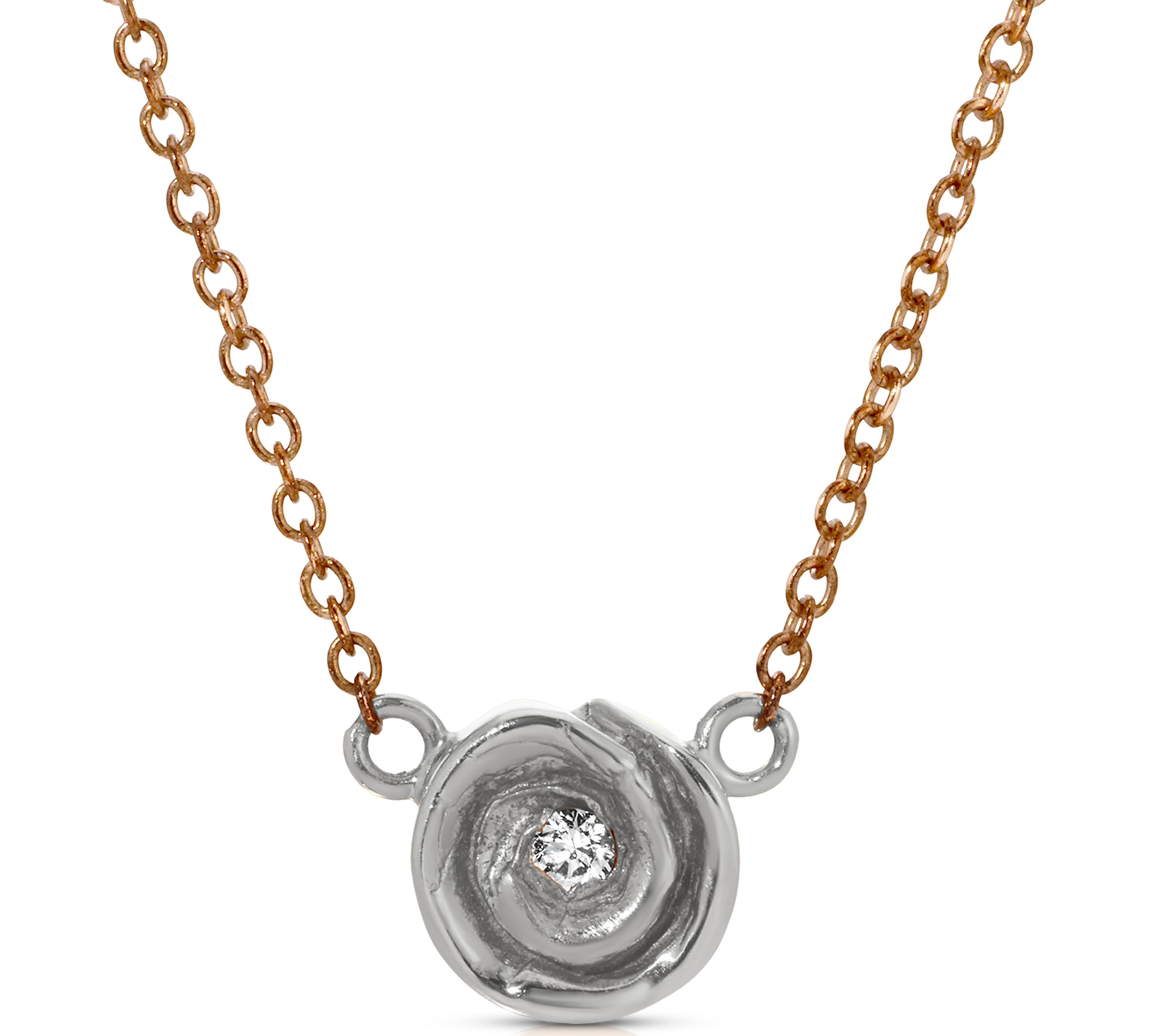Rosebud Necklace, Medium Necklace Roseark Jewelry WGold Rose - RGold Chain