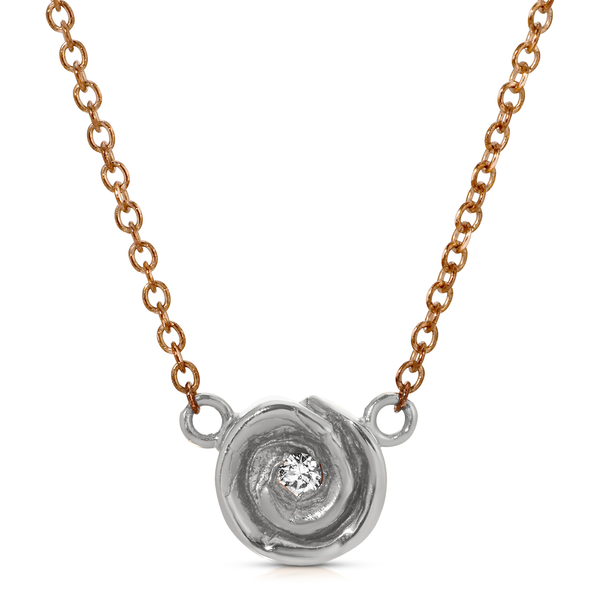 Rosebud Necklace, Medium Necklace Roseark Jewelry WGold Rose - RGold Chain