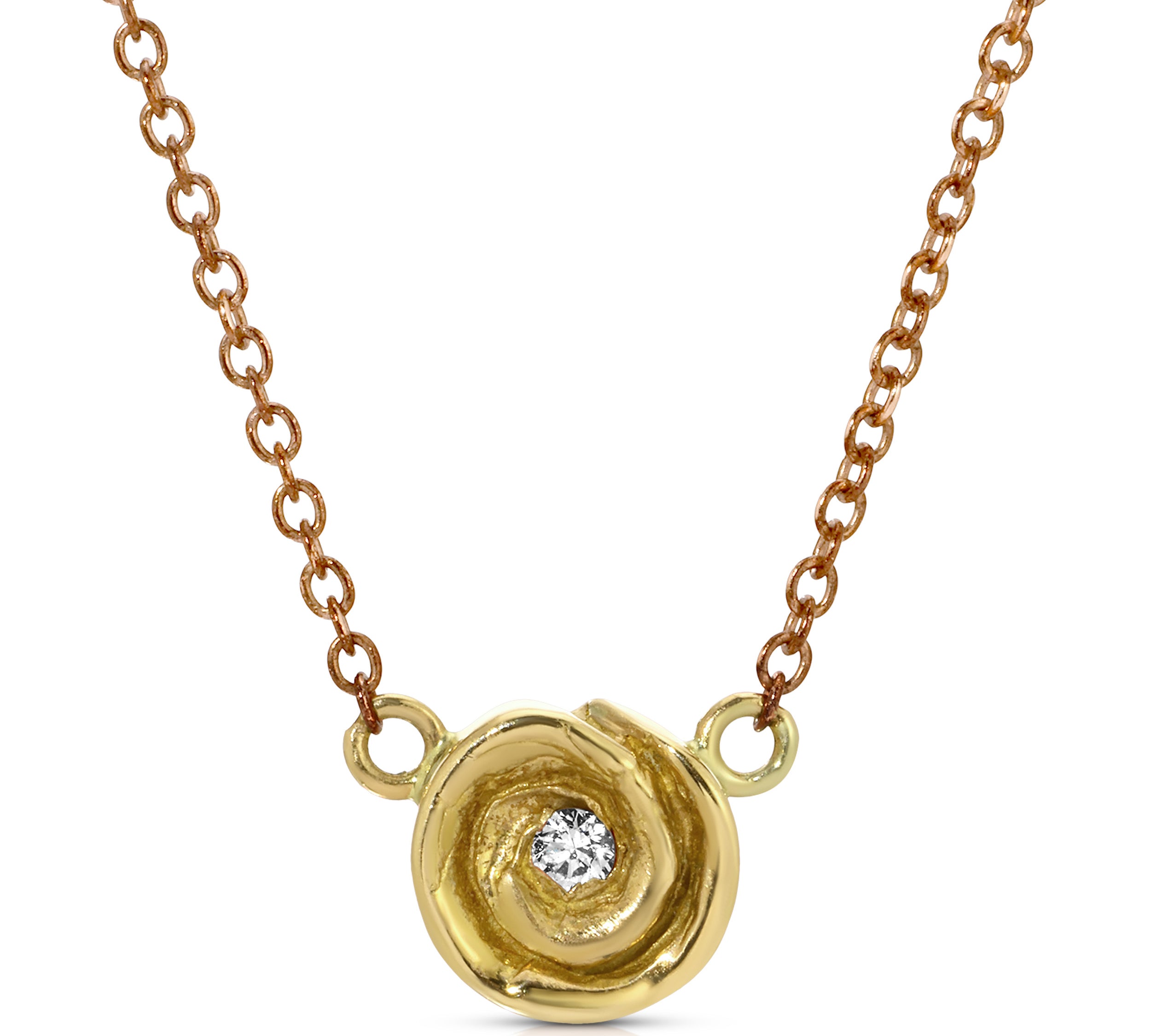 Rosebud Necklace, Medium Necklace Roseark Jewelry YGold Rose - RGold Chain