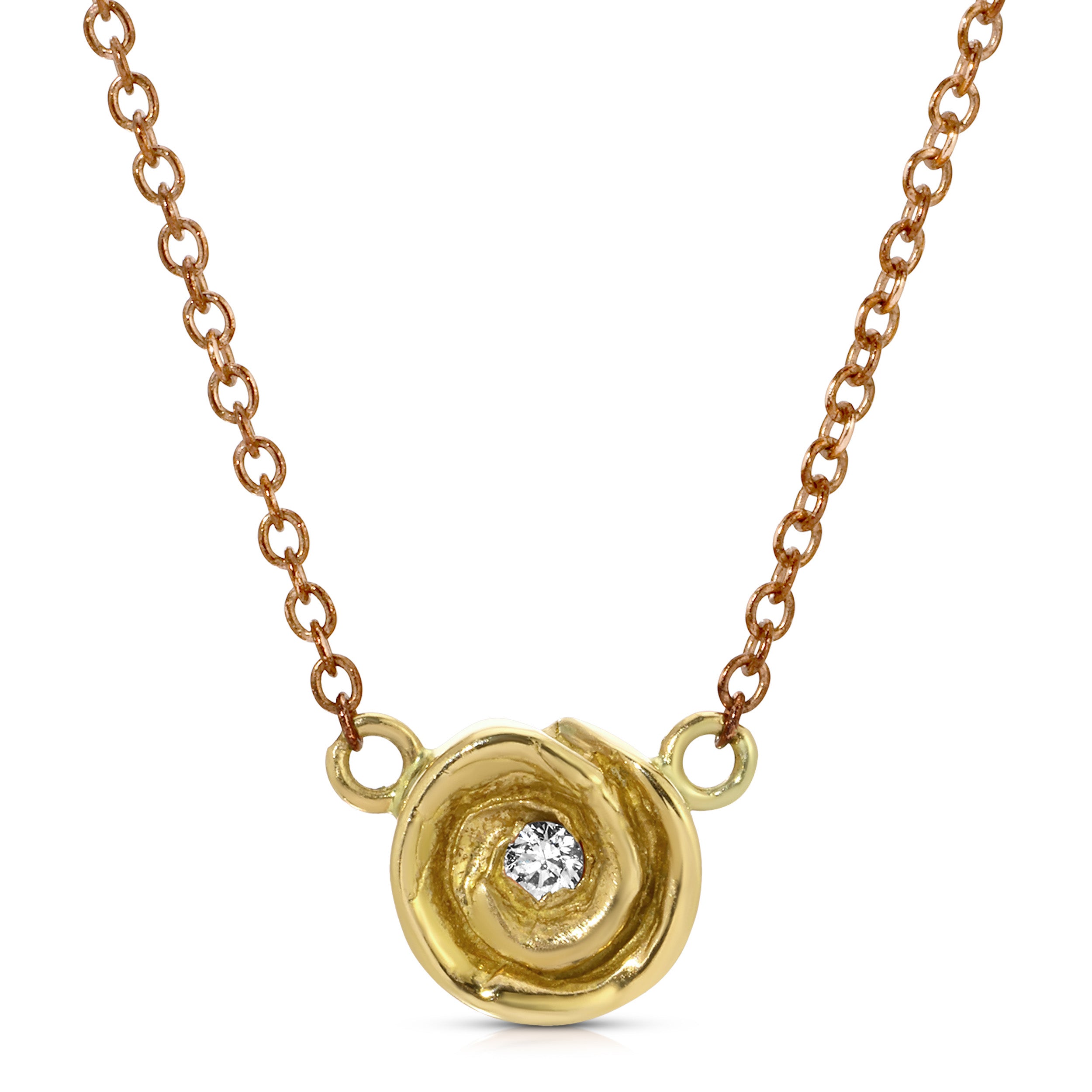 Rosebud Necklace, Medium Necklace Roseark Jewelry YGold Rose - RGold Chain