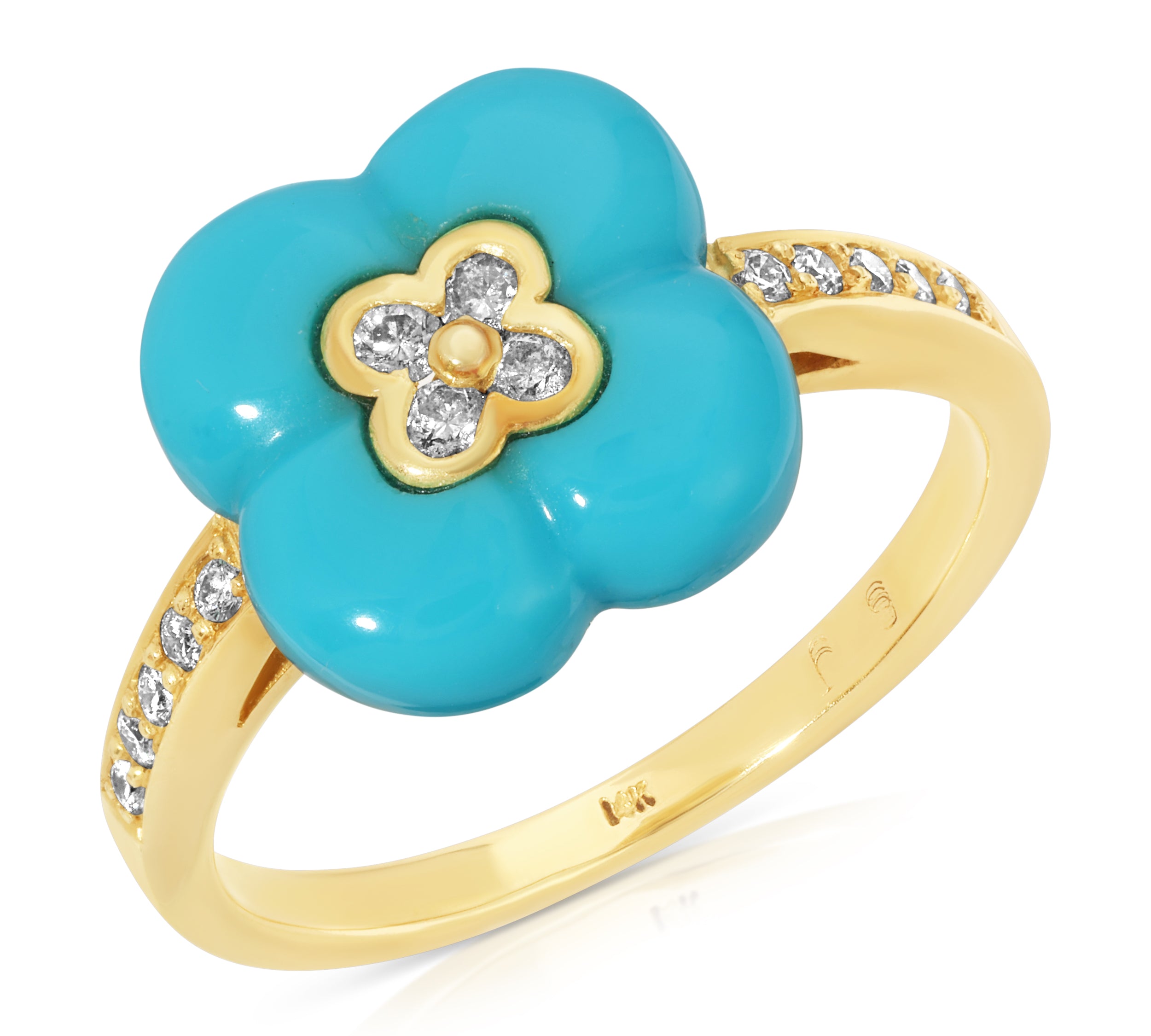 Vintage Daisy Turquoise Ring with Diamonds Ring Roseark Vintage