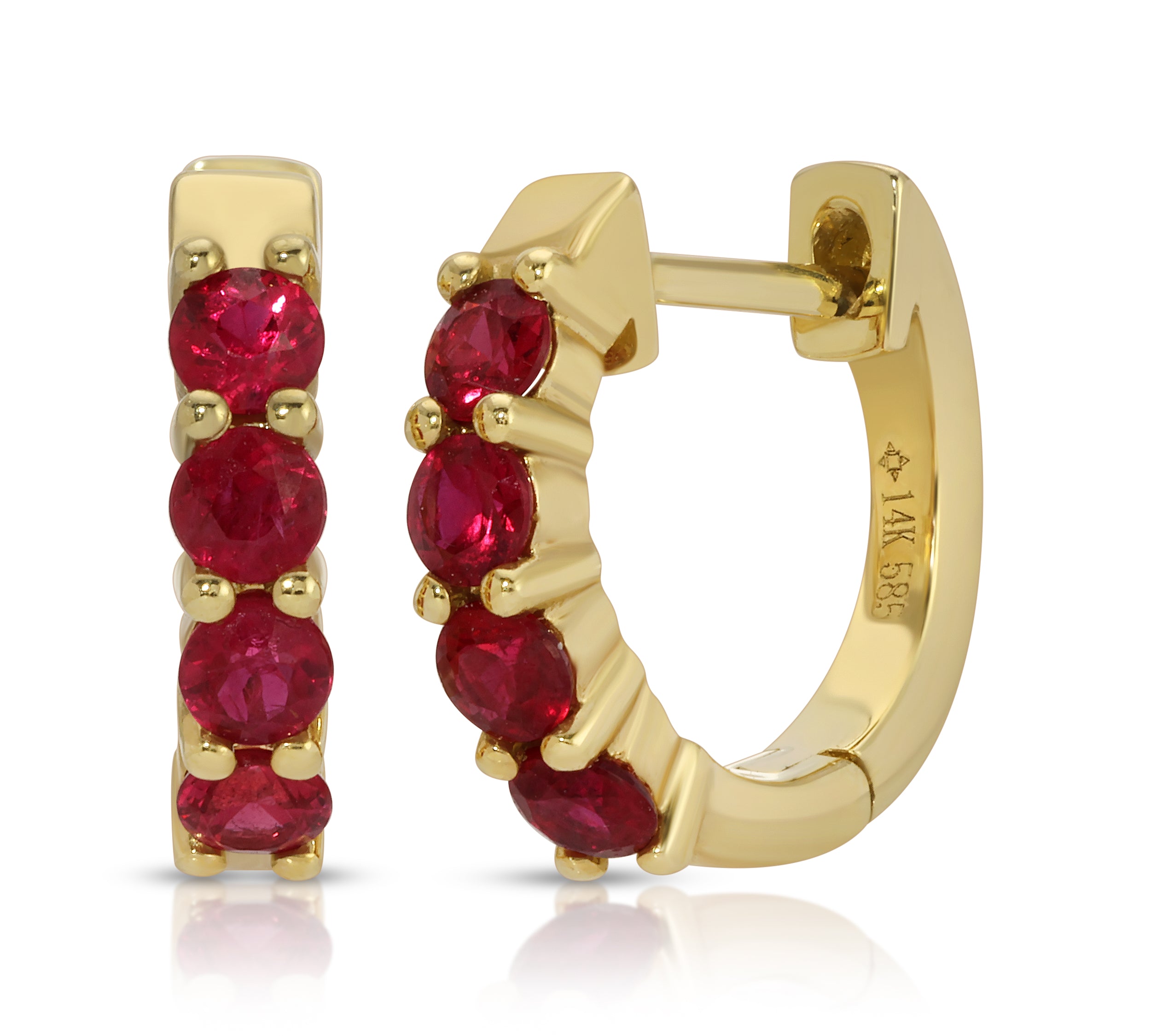 4-Stone Ruby Huggie Huggie Earrings Roseark Deux Pair  