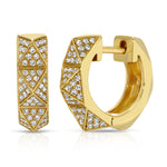 Pave Diamond Pyramid Spike Huggies Huggie Earrings Roseark Deux Pair Yellow Gold