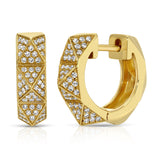 Pave Diamond Pyramid Spike Huggies Huggie Earrings Roseark Deux Pair Yellow Gold
