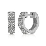 Pave Diamond Pyramid Spike Huggies Huggie Earrings Roseark Deux Pair White Gold