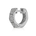 Pave Diamond Pyramid Spike Huggies Huggie Earrings Roseark Deux Single White Gold