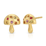 Multicolored-Stone Mushroom Stud Stud Earrings Roseark Deux Pair