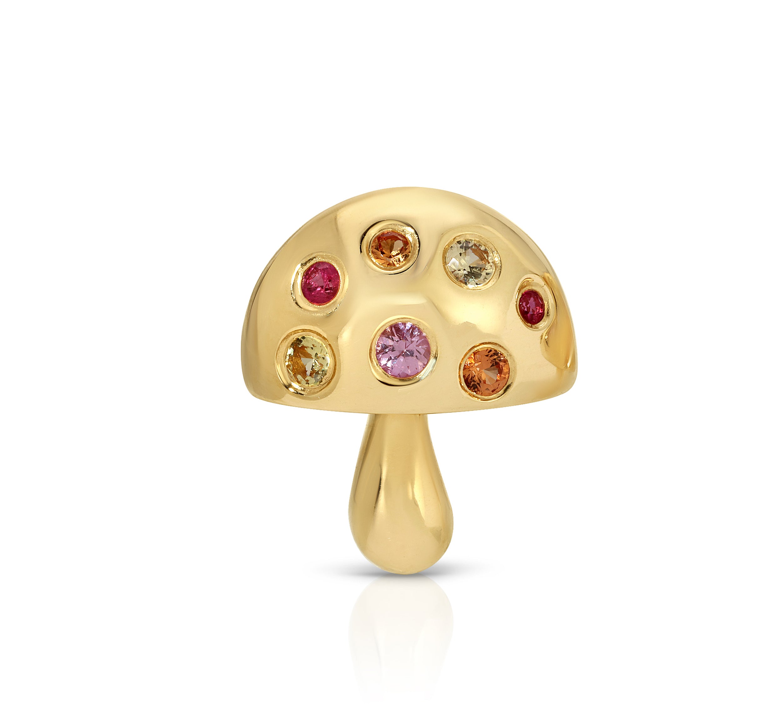 Multicolored-Stone Mushroom Stud Stud Earrings Roseark Deux Single