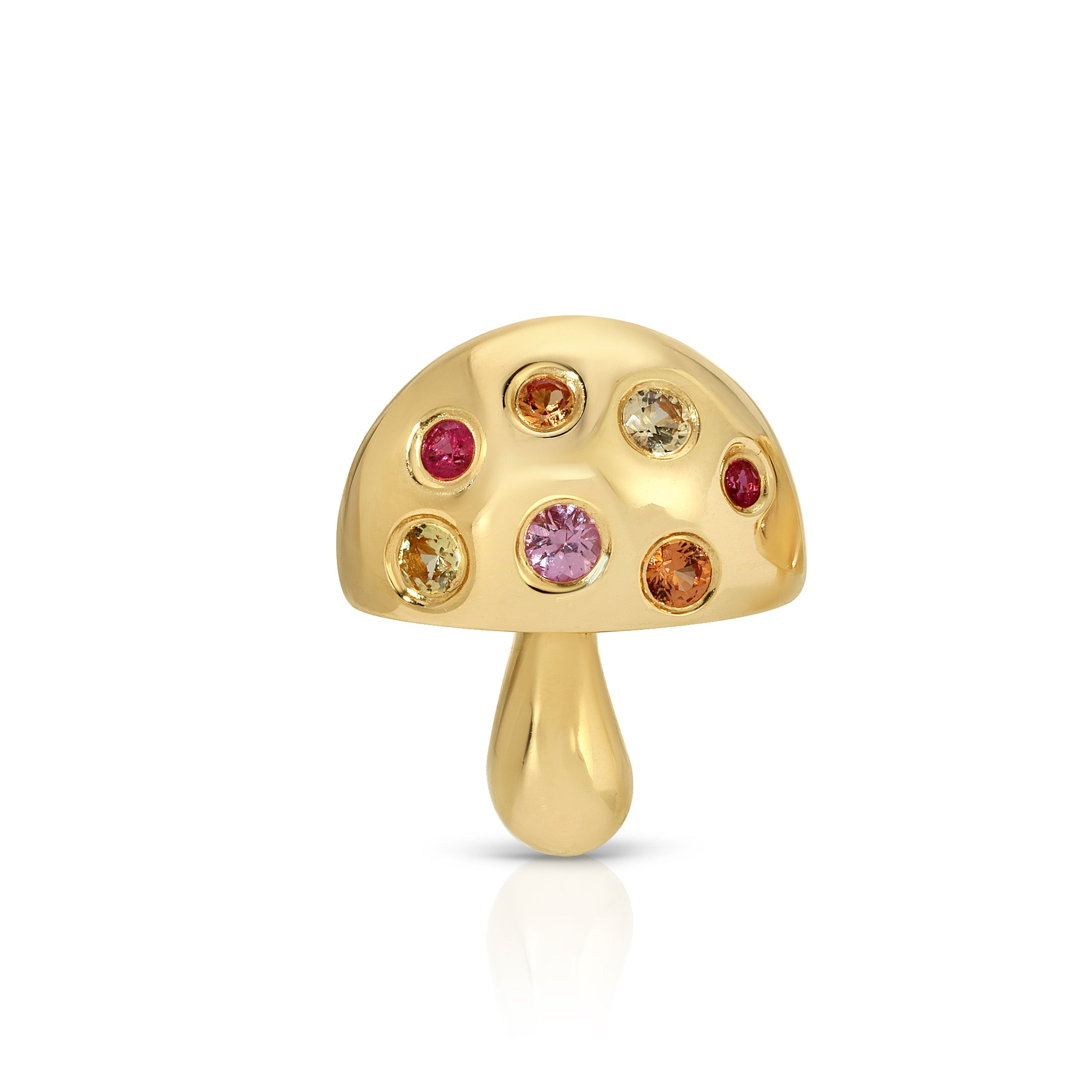 Multicolored-Stone Mushroom Stud Stud Earrings Roseark Deux Single