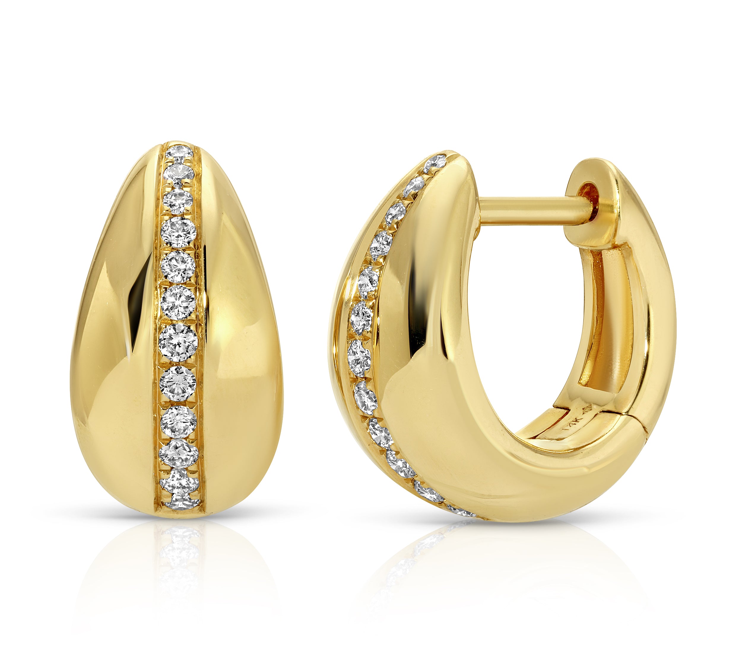 Diamond Line Huggie Huggie Earrings Roseark Deux