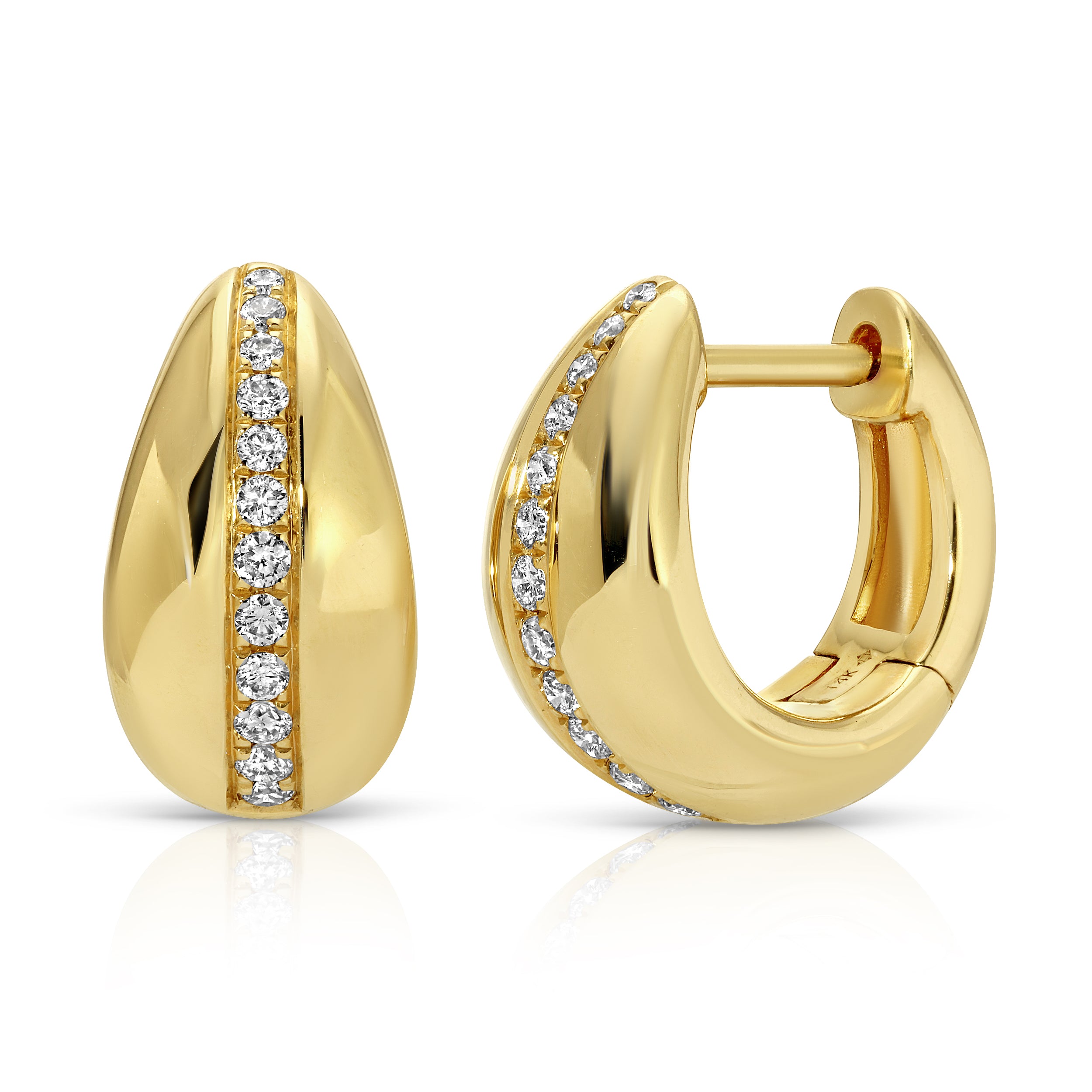 Diamond Line Huggie Huggie Earrings Roseark Deux