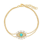 Turquoise Diamond Baguette Evil Eye Bracelet Bracelet Roseark Deux