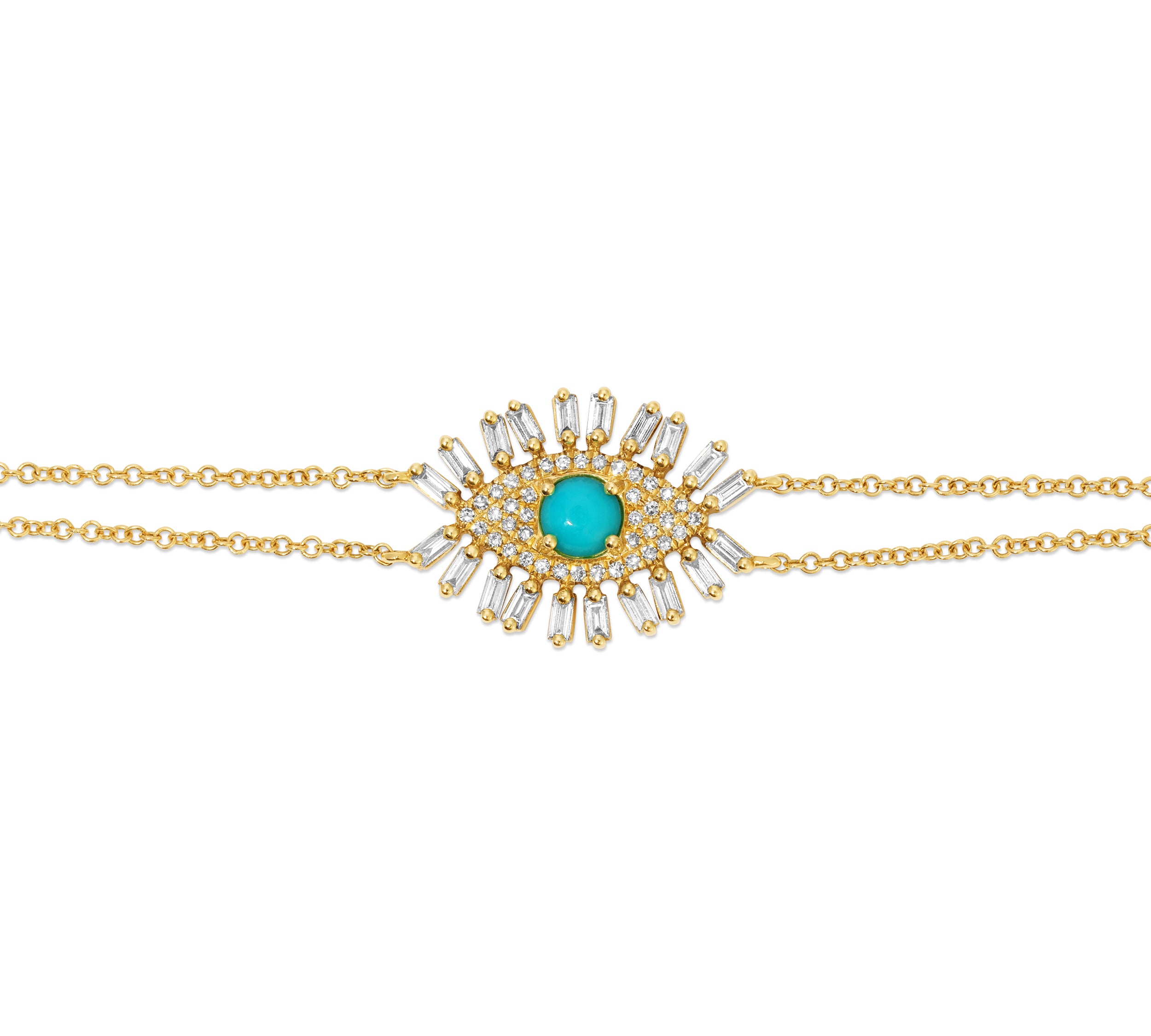 Turquoise Diamond Baguette Evil Eye Bracelet Bracelet Roseark Deux