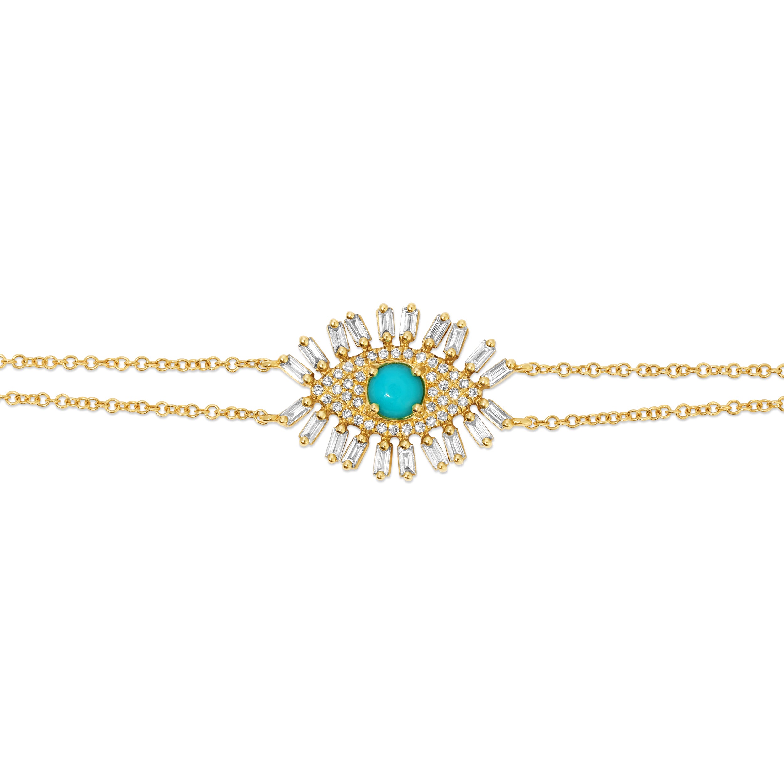 Turquoise Diamond Baguette Evil Eye Bracelet Bracelet Roseark Deux
