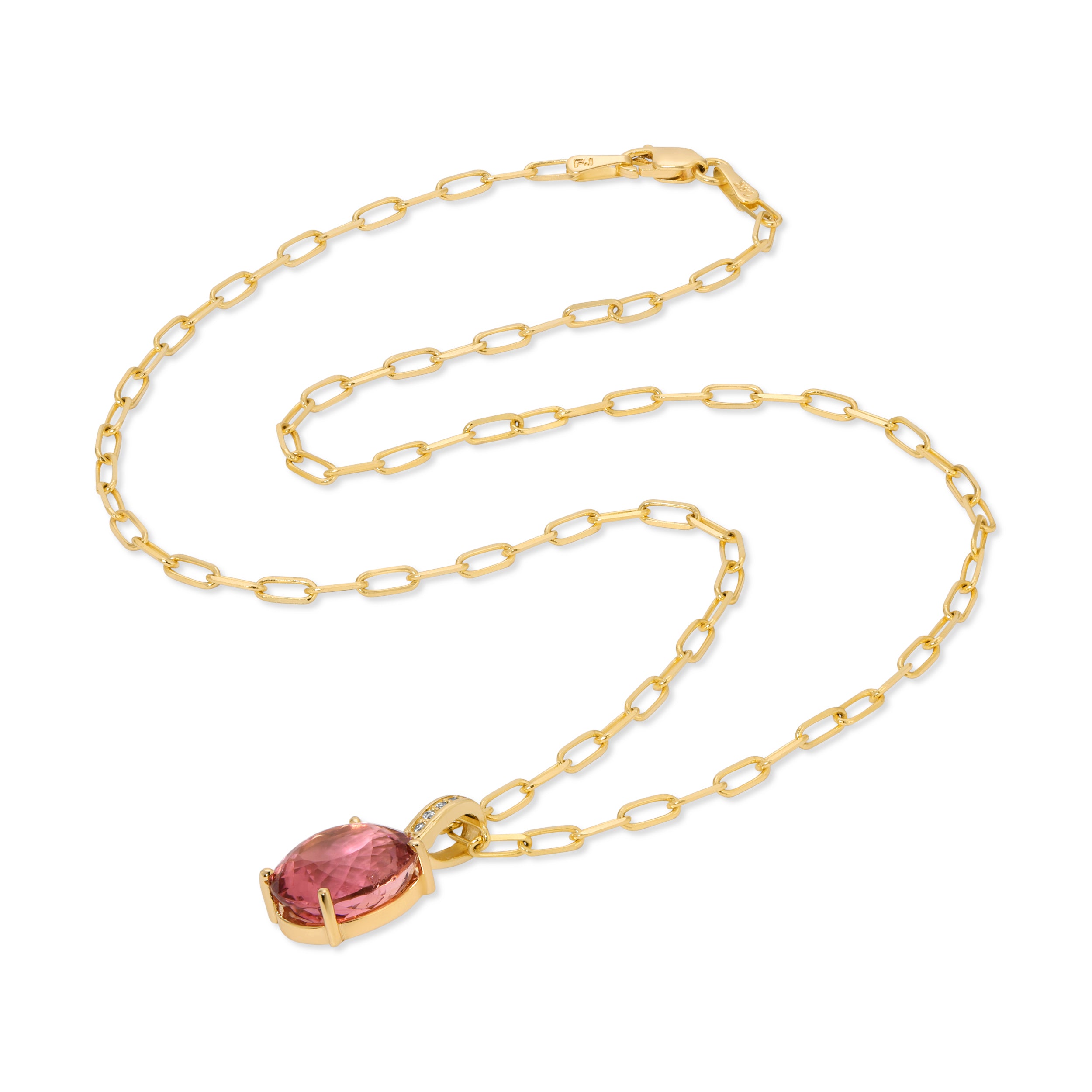 Tourmaline Pendant Necklace with Diamond Bale Pendant Necklace Roseark Jewelry