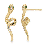 Diamond Snake Climber Stud with Emerald Stud Earrings Roseark Deux Pair