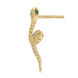 Diamond Snake Climber Stud with Emerald Stud Earrings Roseark Deux
