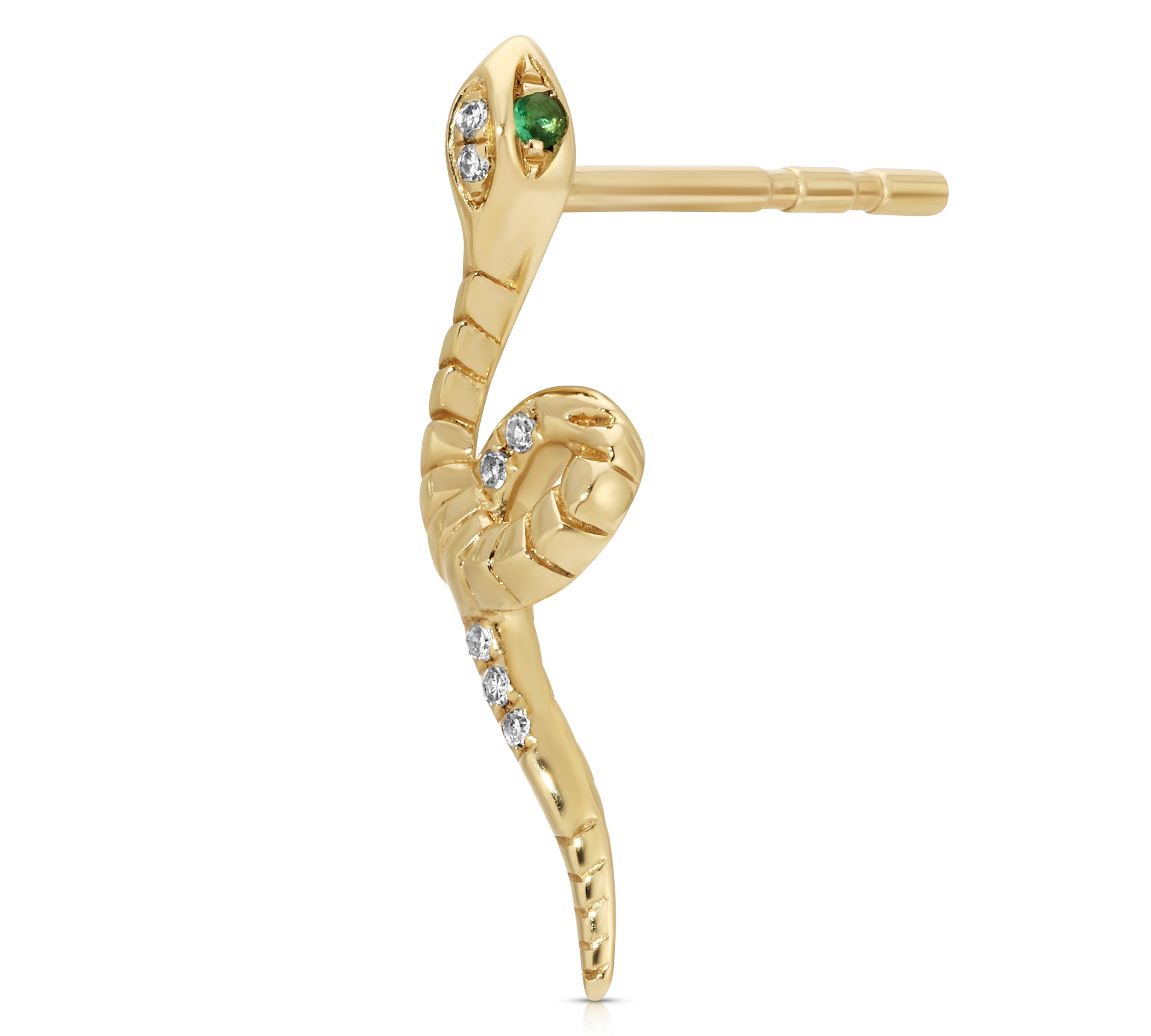 Diamond Snake Climber Stud with Emerald Stud Earrings Roseark Deux
