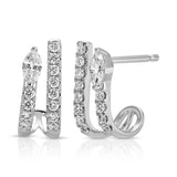 Marquis Diamond Pave Half-Hoop Huggie Earrings Roseark Deux