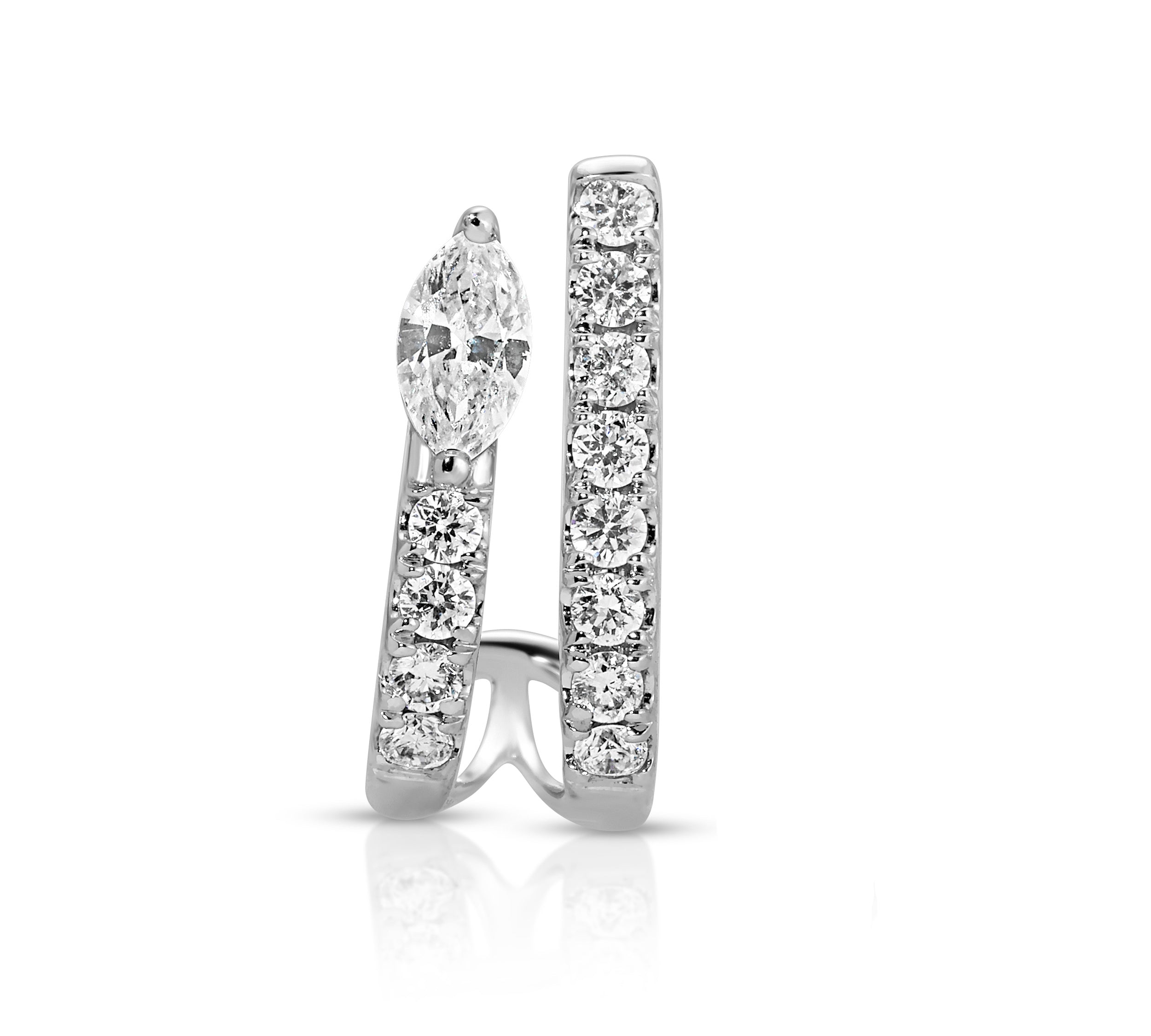 Marquis Diamond Pave Half-Hoop Huggie Earrings Roseark Deux Single Right