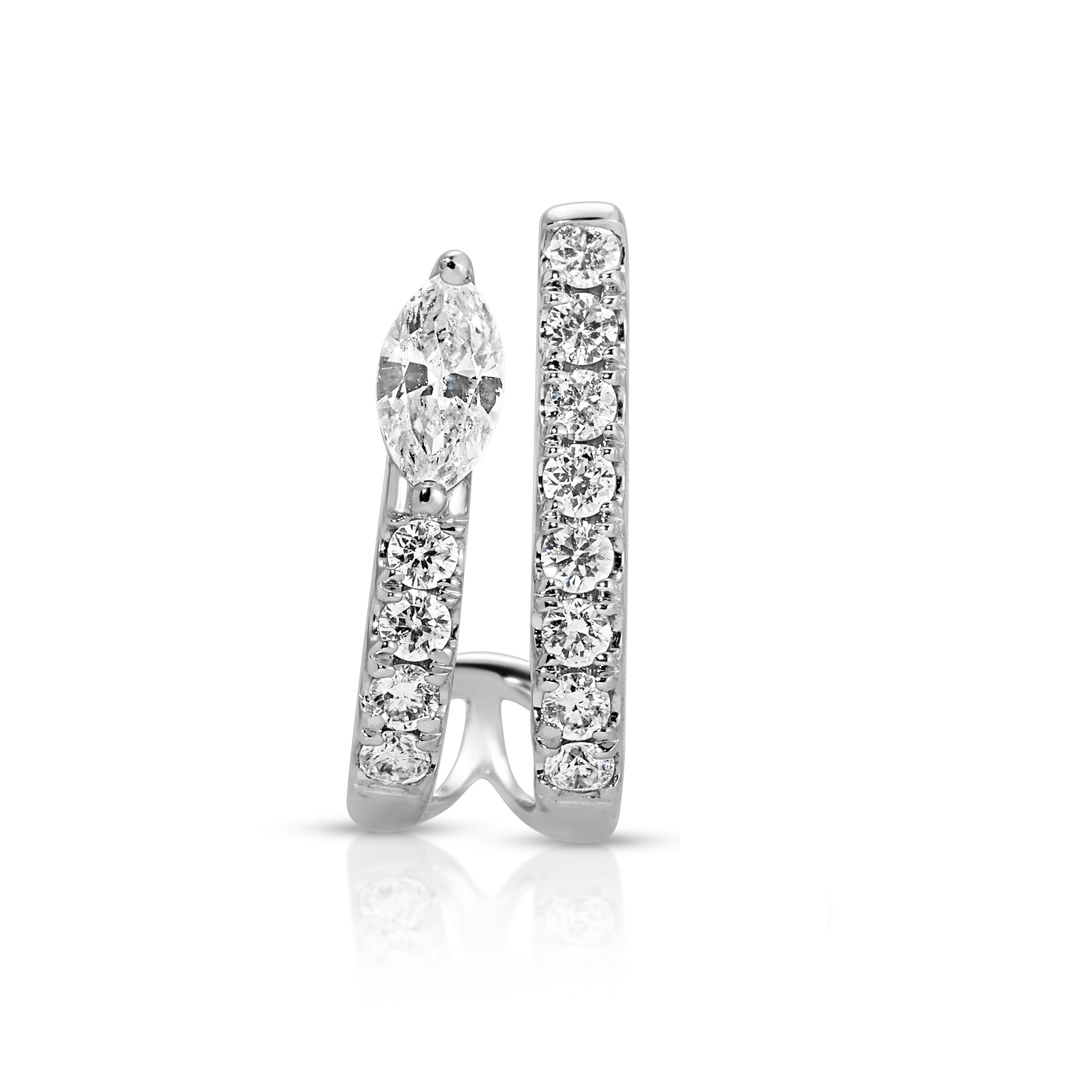 Marquis Diamond Pave Half-Hoop Huggie Earrings Roseark Deux Single Right
