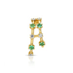Stone Diamond Half-Huggie Hoop Huggie Earrings Roseark Deux Emerald+Diamond Single Left