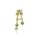 Stone Diamond Half-Huggie Hoop Huggie Earrings Roseark Deux Emerald+Diamond Single Left