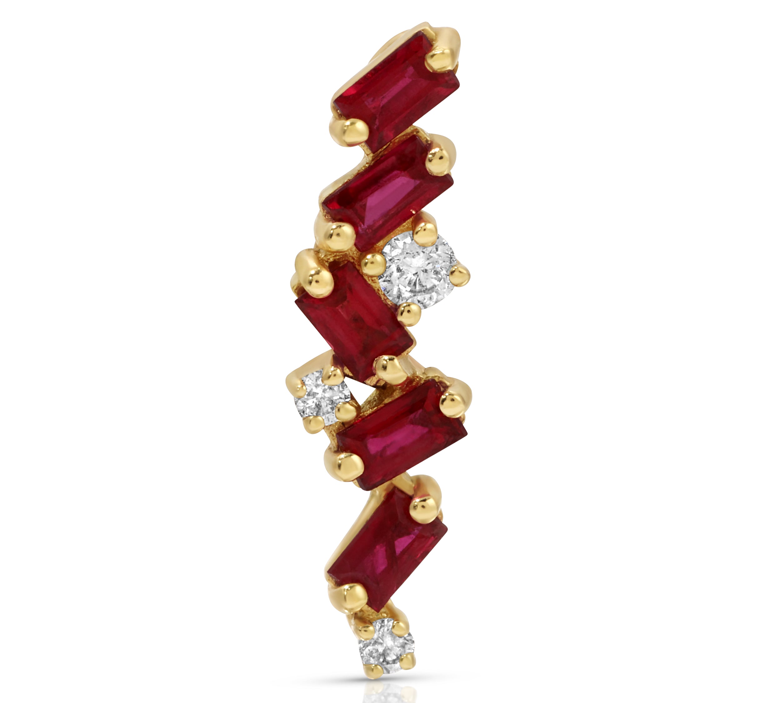 Ruby and Diamond Cluster Drop Statement Earrings Roseark Deux