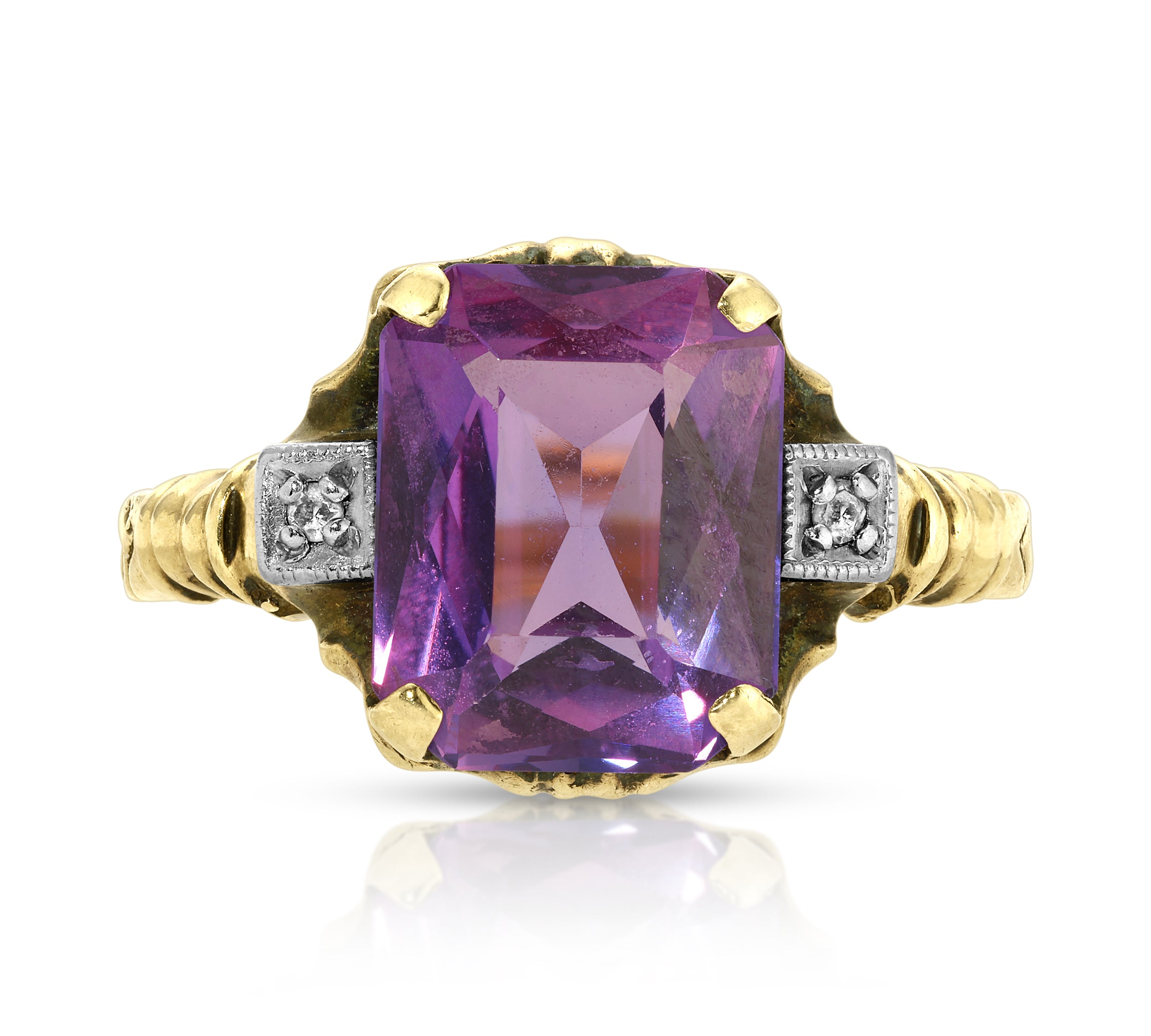 Estate 1940s Amethyst Cocktail Ring Cocktail Ring Roseark Vintage