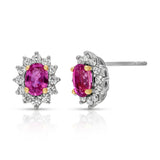 Pink Sapphire and Diamond Burst Stud Earrings Stud Earrings Roseark Deux Pair