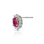 Pink Sapphire and Diamond Burst Stud Earrings Stud Earrings Roseark Deux Single