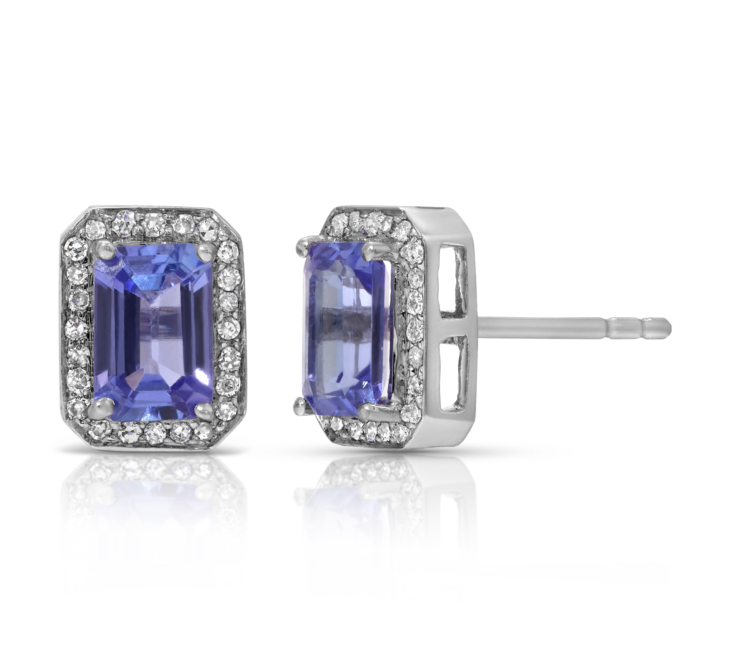 Tanzanite and Diamond Stud Earrings Stud Earrings Roseark Jewelry Pair