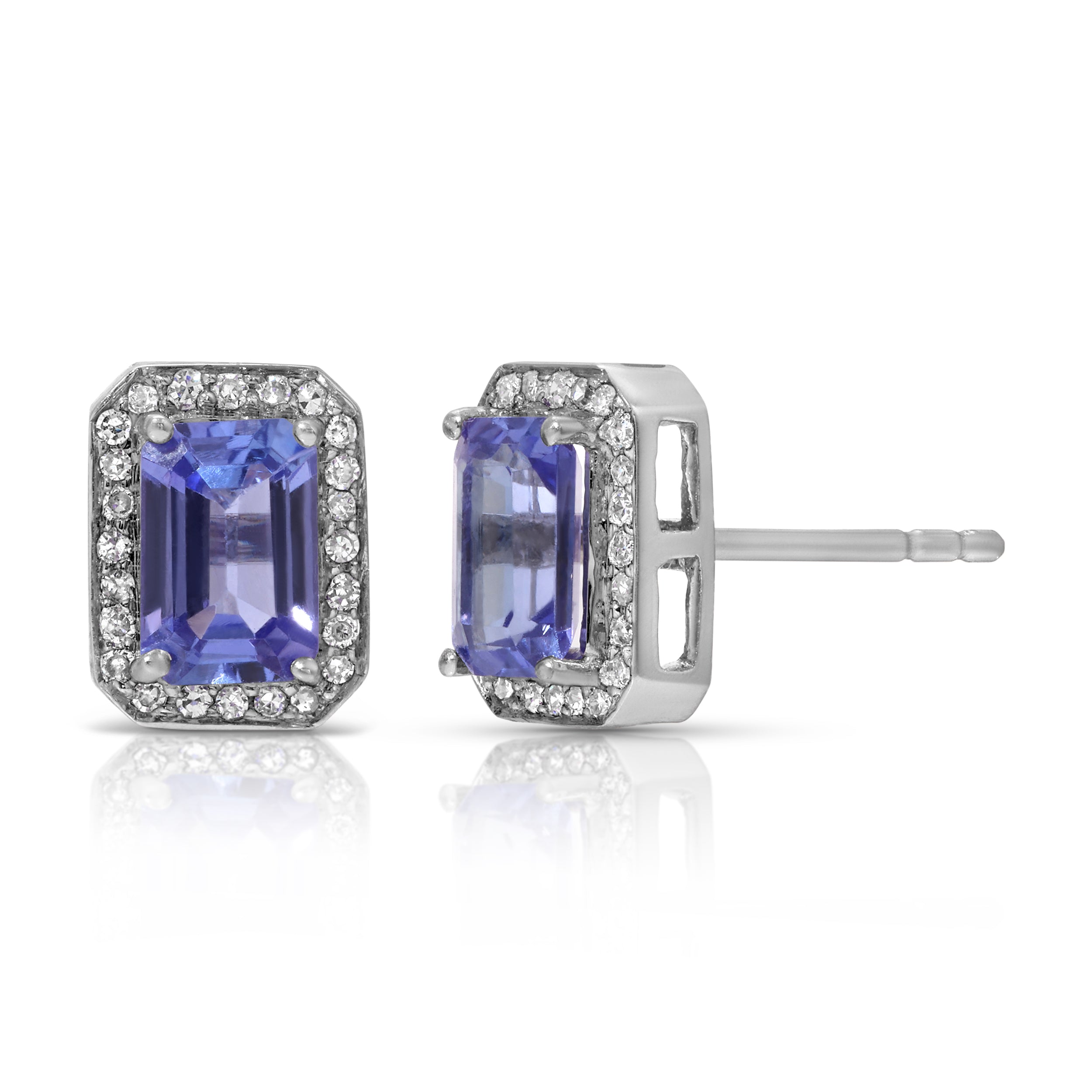 Tanzanite and Diamond Stud Earrings Stud Earrings Roseark Jewelry Pair
