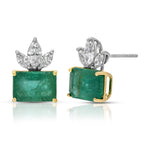 Emerald and Marquise Diamond Earring Stud Earrings Roseark Deux Pair
